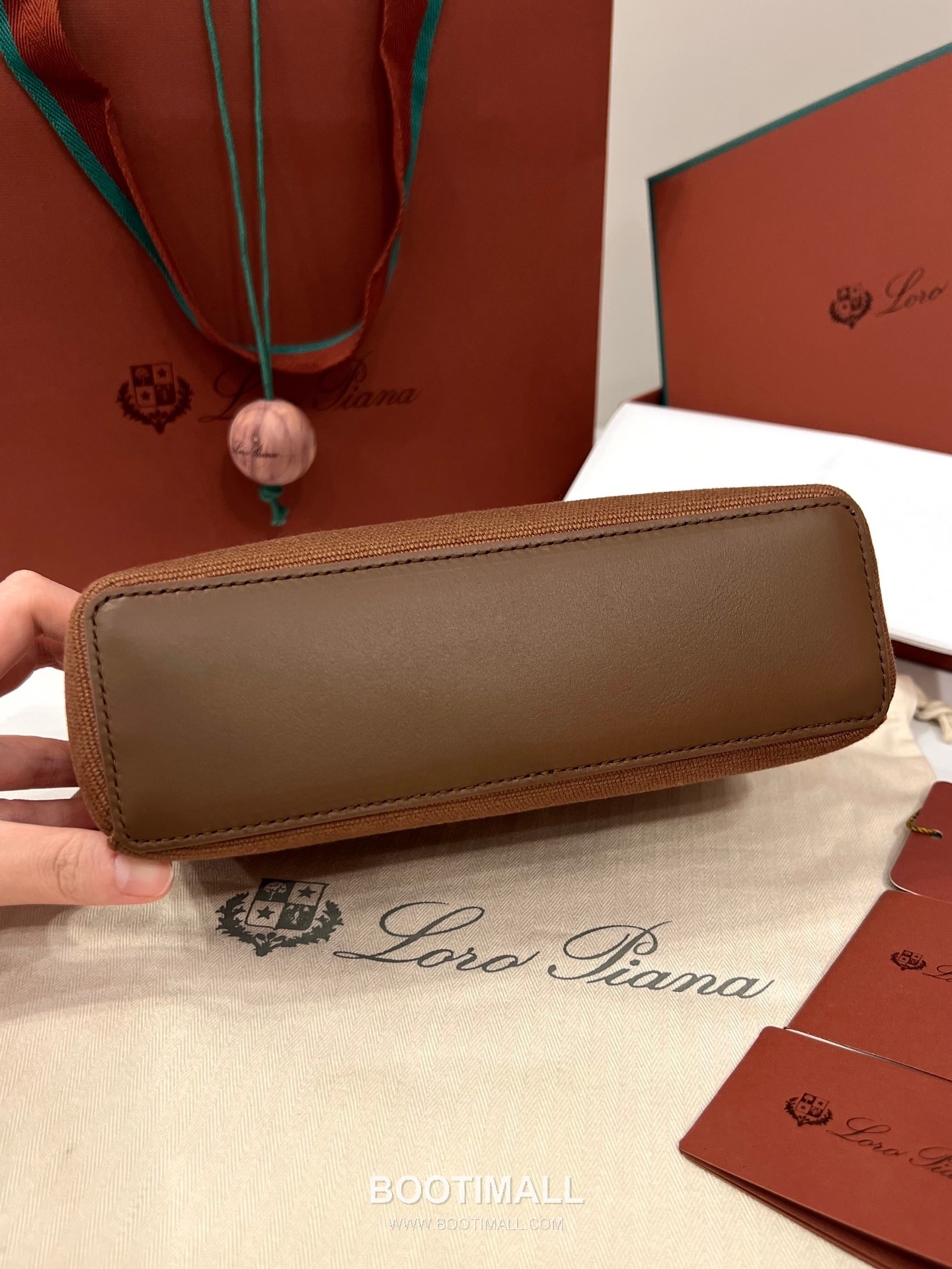 Loro Piana Extra Bag 23 Canvas & Saddle Leather Bag 로로피아나 엑스트라 백 23 캔버스 새들 레더 더블지퍼 숄더 크로스백 23cm 16