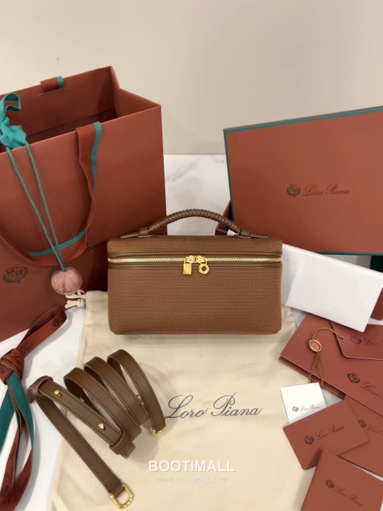 Loro Piana Extra Bag 23 Canvas & Saddle Leather Bag 로로피아나 엑스트라 백 23 캔버스 새들 레더 더블지퍼 숄더 크로스백 23cm 20