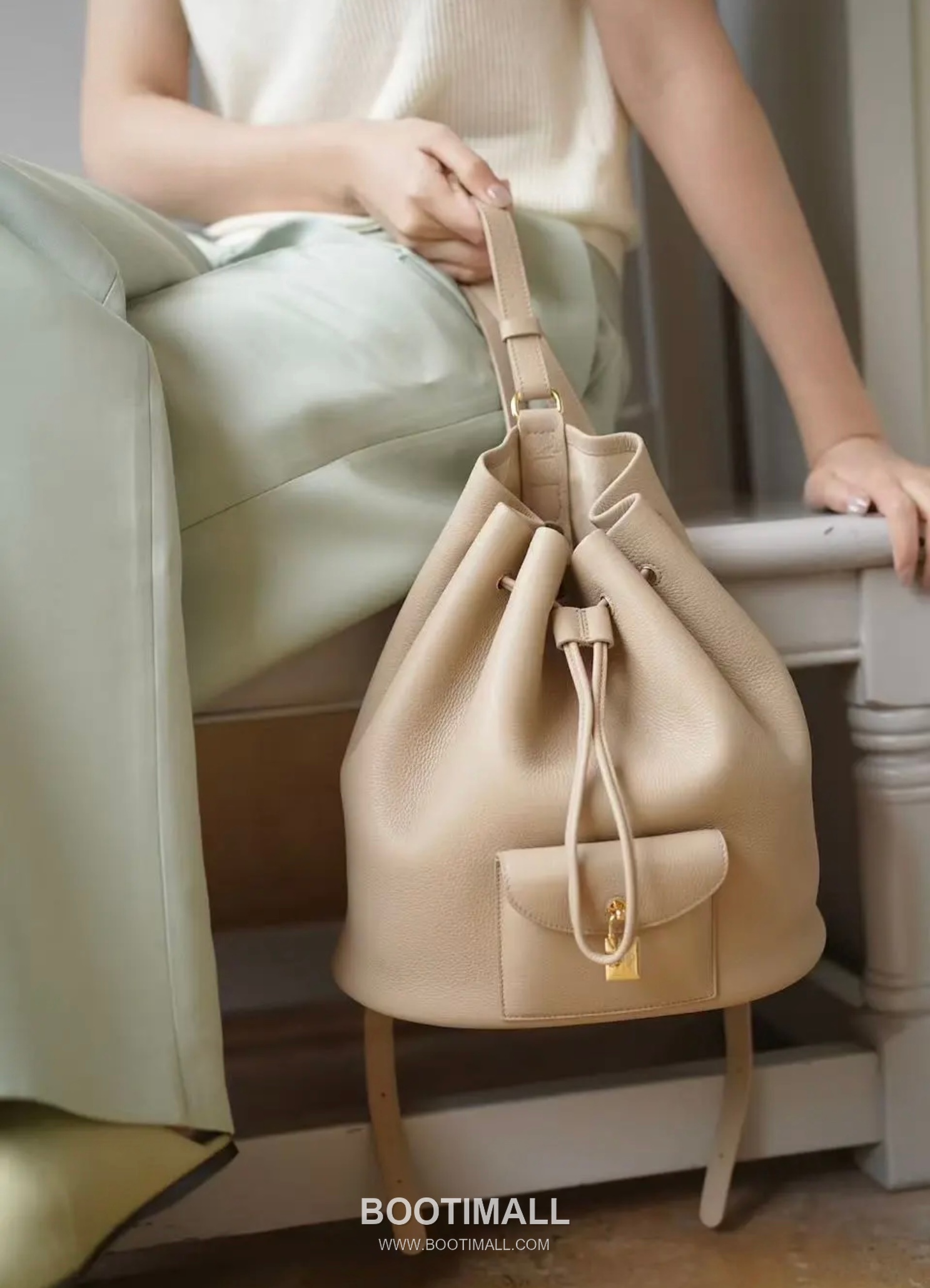 Loro Piana Extra Drawstring Backpack Calfskin 로로피아나 엑스트라 드로스트링 백팩 카프스킨 27cm 6