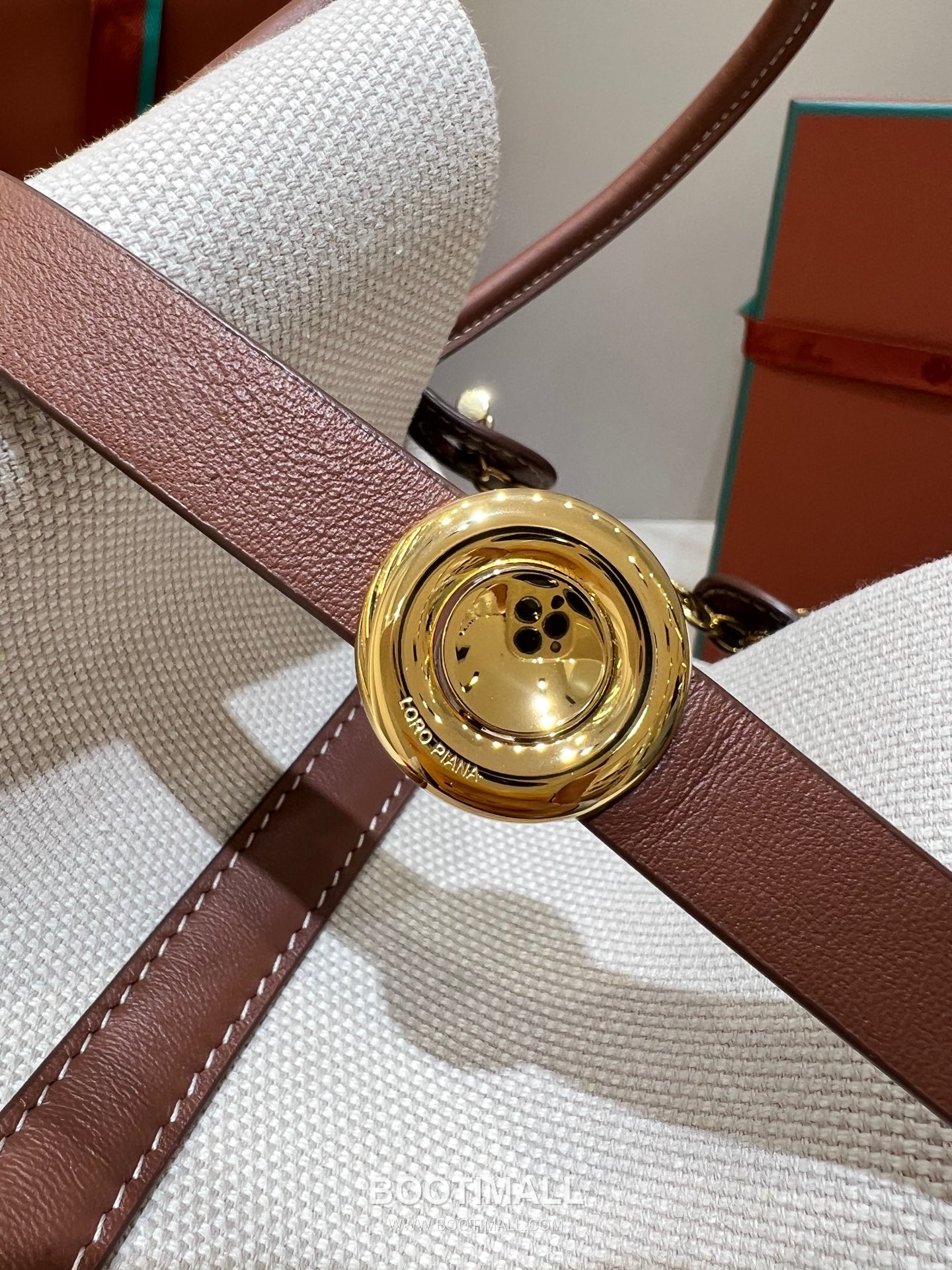 Loro Piana Ghiera Canvas Beige Shoulder Bag 로로피아나 Ghiera 캔버스 베이지 숄더백 28cm 11