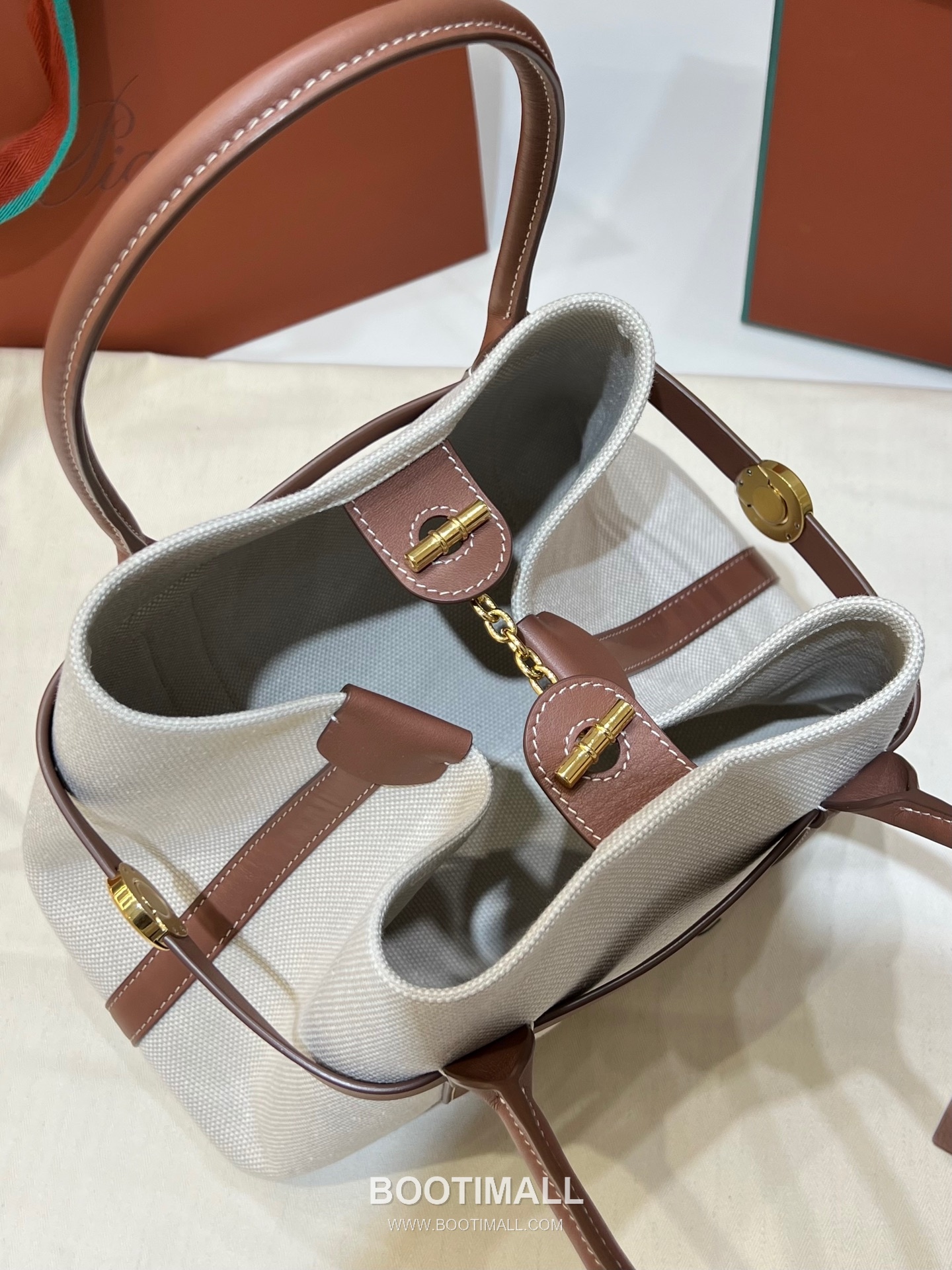 Loro Piana Ghiera Canvas Beige Shoulder Bag 로로피아나 Ghiera 캔버스 베이지 숄더백 28cm 12