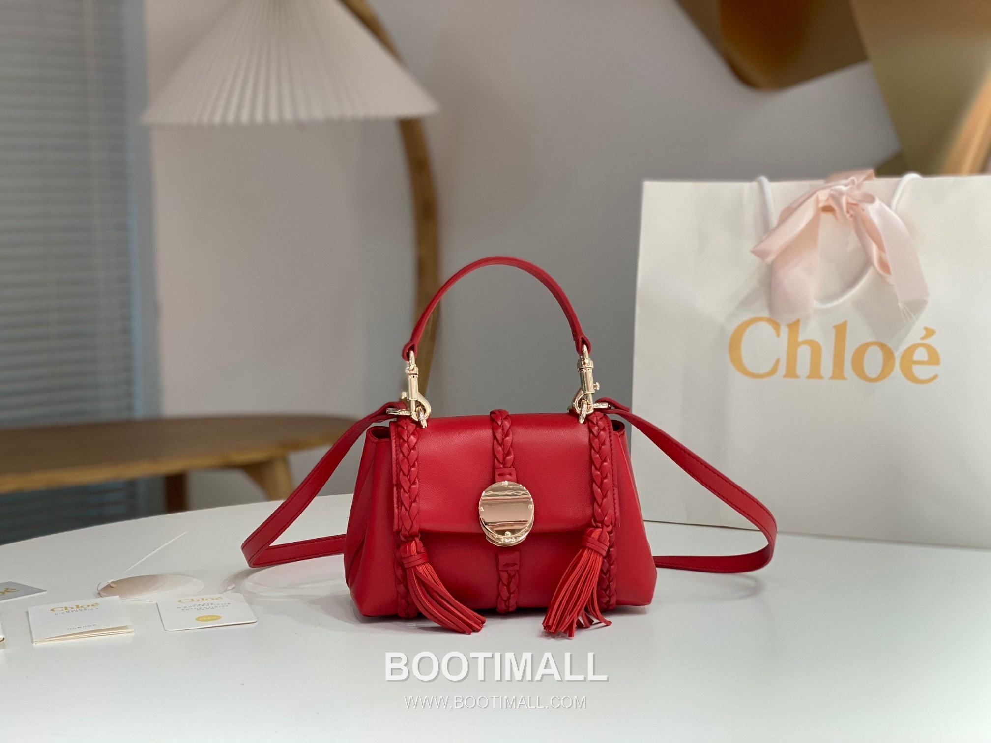 Chloe Penelope Coin Calfskin Red Top Handle Bag 끄로에 페넬로페 코인 카프스킨 레드 탑핸들백 22cm 1