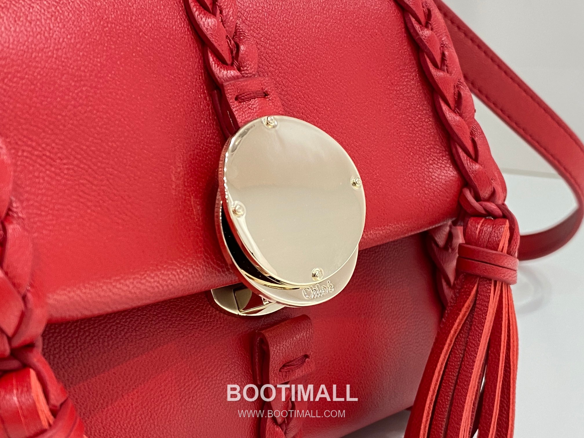 Chloe Penelope Coin Calfskin Red Top Handle Bag 끄로에 페넬로페 코인 카프스킨 레드 탑핸들백 22cm 3