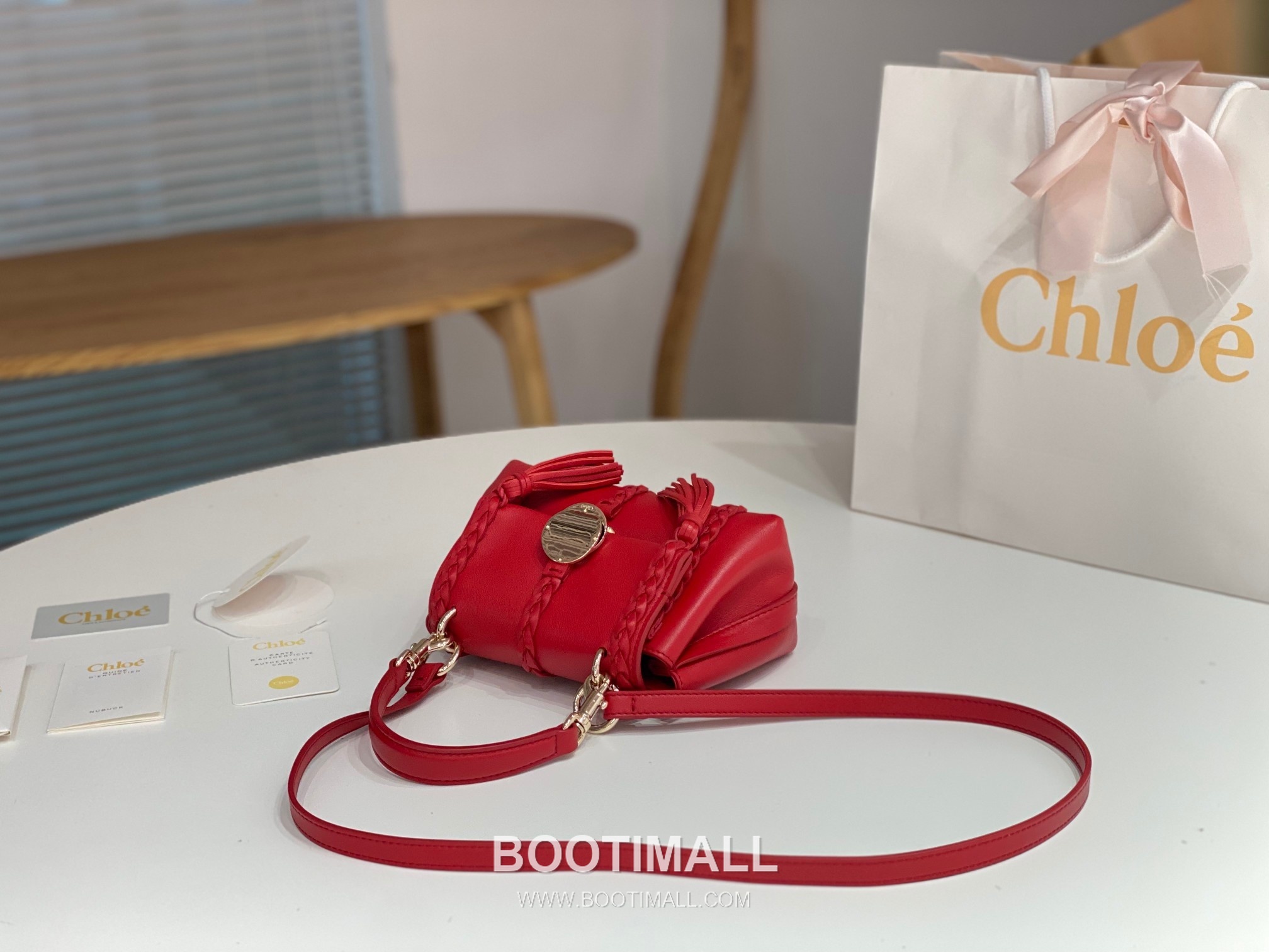 Chloe Penelope Coin Calfskin Red Top Handle Bag 끄로에 페넬로페 코인 카프스킨 레드 탑핸들백 22cm 5