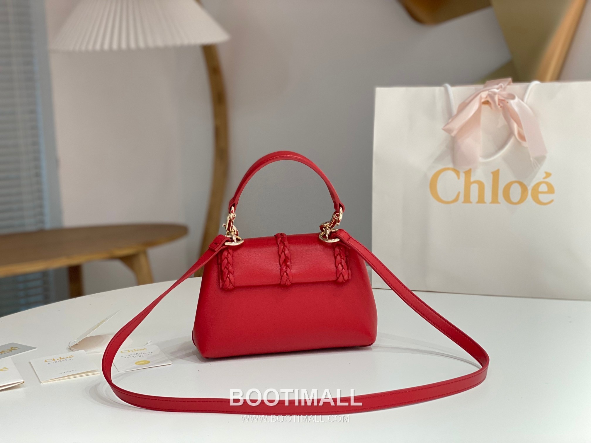 Chloe Penelope Coin Calfskin Red Top Handle Bag 끄로에 페넬로페 코인 카프스킨 레드 탑핸들백 22cm 7