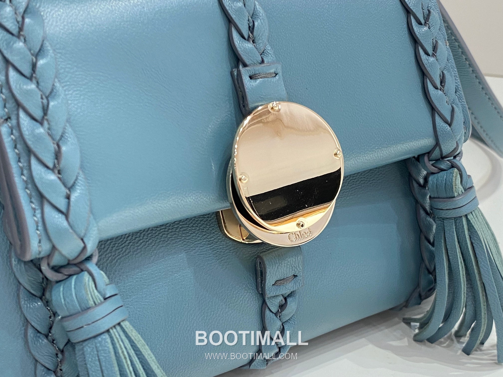 Chloe Penelope Coin Calfskin Dusty Blue Crossbody Bag 끄로에 페넬로페 코인 카프스킨 더스티 블루 크로스백 22cm 3