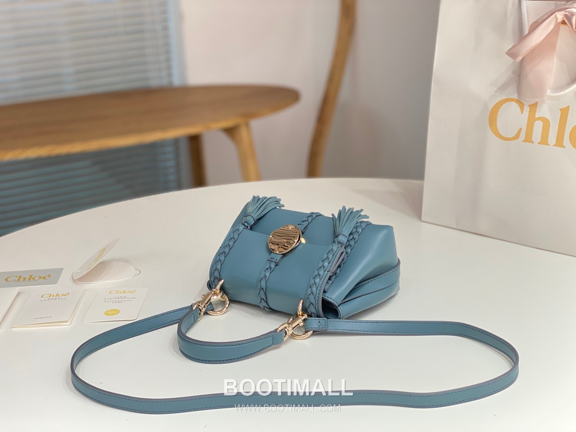 Chloe Penelope Coin Calfskin Dusty Blue Crossbody Bag 끄로에 페넬로페 코인 카프스킨 더스티 블루 크로스백 22cm 6
