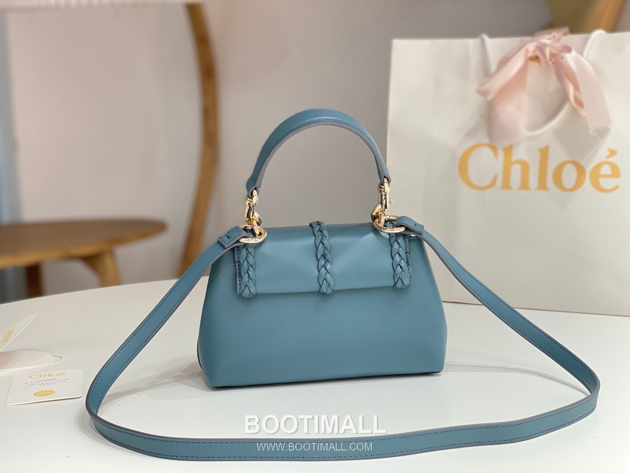 Chloe Penelope Coin Calfskin Dusty Blue Crossbody Bag 끄로에 페넬로페 코인 카프스킨 더스티 블루 크로스백 22cm 8