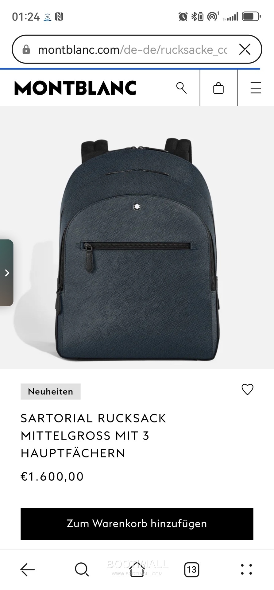 Montblanc B220335 Calfskin Blue Backpack 몽블랑 B220335 카프스킨 블루 백팩 2