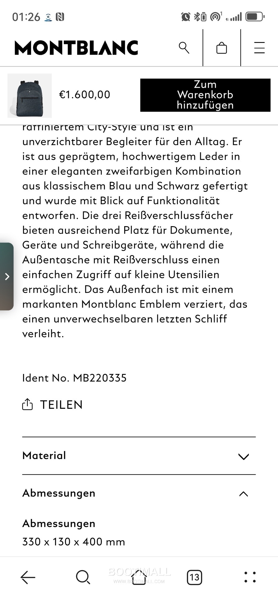 Montblanc B220335 Calfskin Blue Backpack 몽블랑 B220335 카프스킨 블루 백팩 10