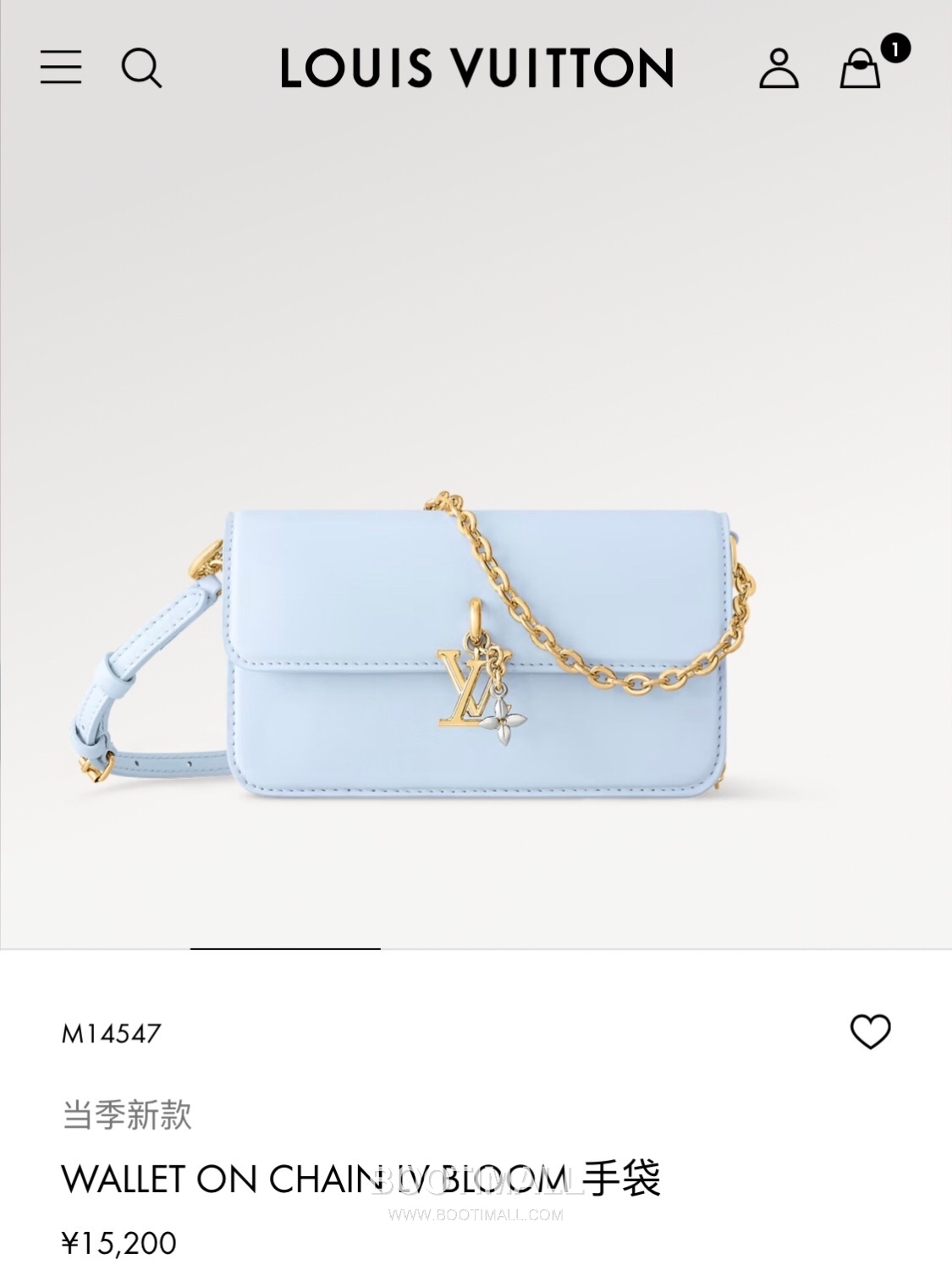 Louis Vuitton Wallet On Chain Bloom Calfskin Leather Bag 루이비통 월렛 온 체인 M14547 블룸 카프스킨 크로스백 20cm 1