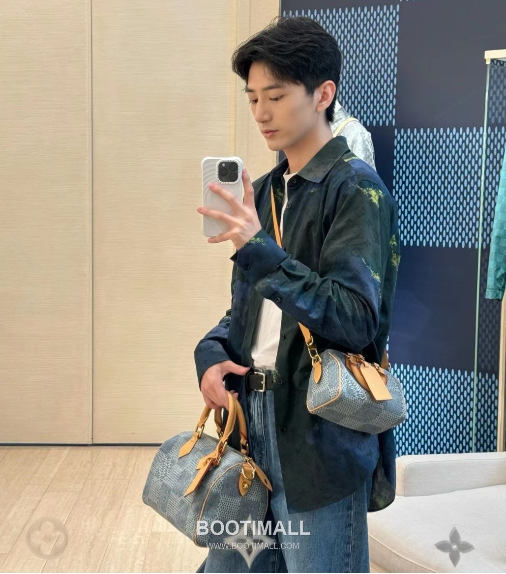 Louis Vuitton Speedy 18 Bandoulière Damier Denim Canvas Bag 루이비통 스피디 18 반둘리에 다미에 데님 캔버스 백 18cm 3