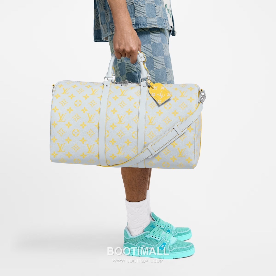 Louis Vuitton Keepall Bandouliere Monogram Glow 50 Canvas Light Gray Duffle Bag 루이비통 키폴 반둘리에 모노그램 글로우 50 M14834 캔버스 라이트 그레이 더플백 50cm 3