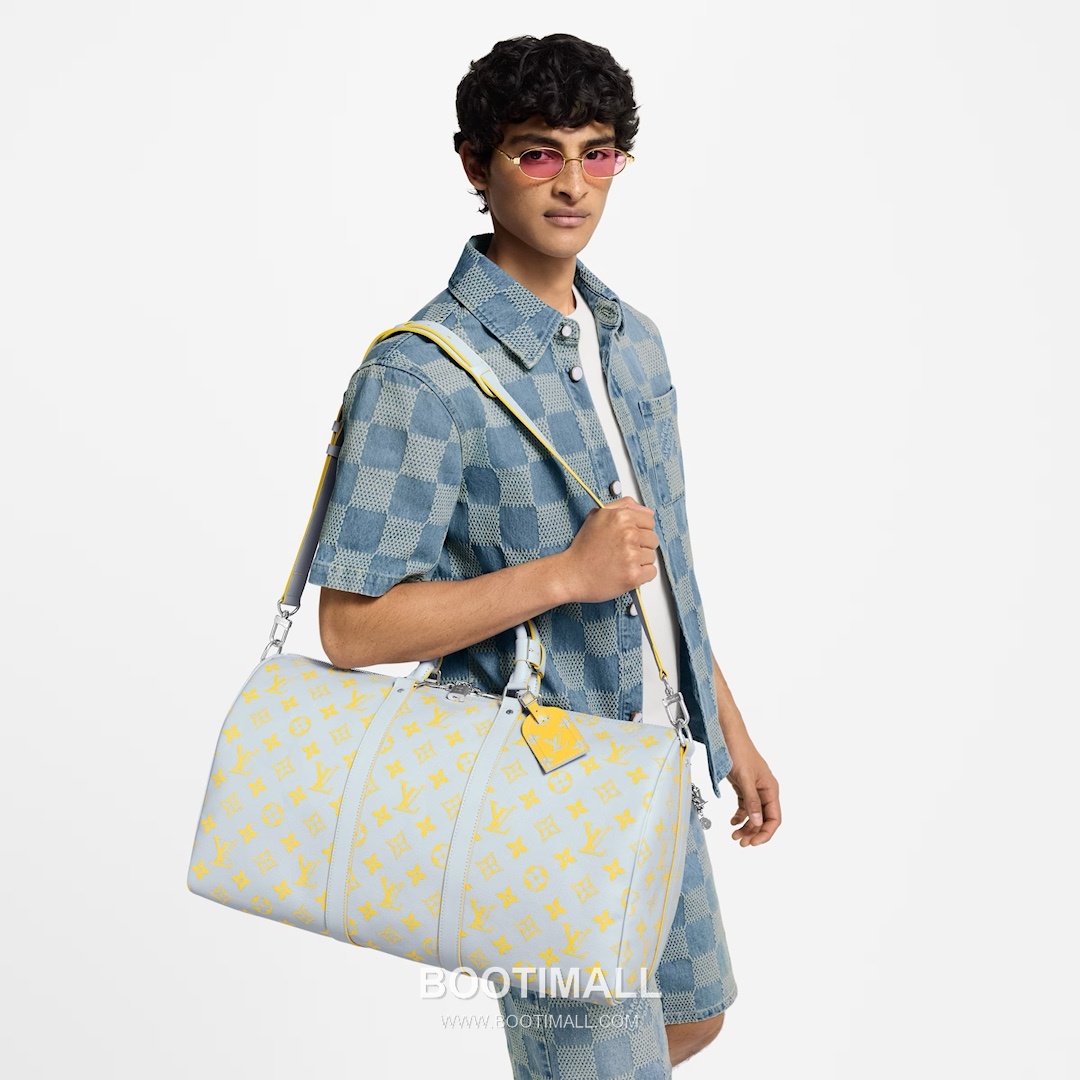 Louis Vuitton Keepall Bandouliere Monogram Glow 50 Canvas Light Gray Duffle Bag 루이비통 키폴 반둘리에 모노그램 글로우 50 M14834 캔버스 라이트 그레이 더플백 50cm 4