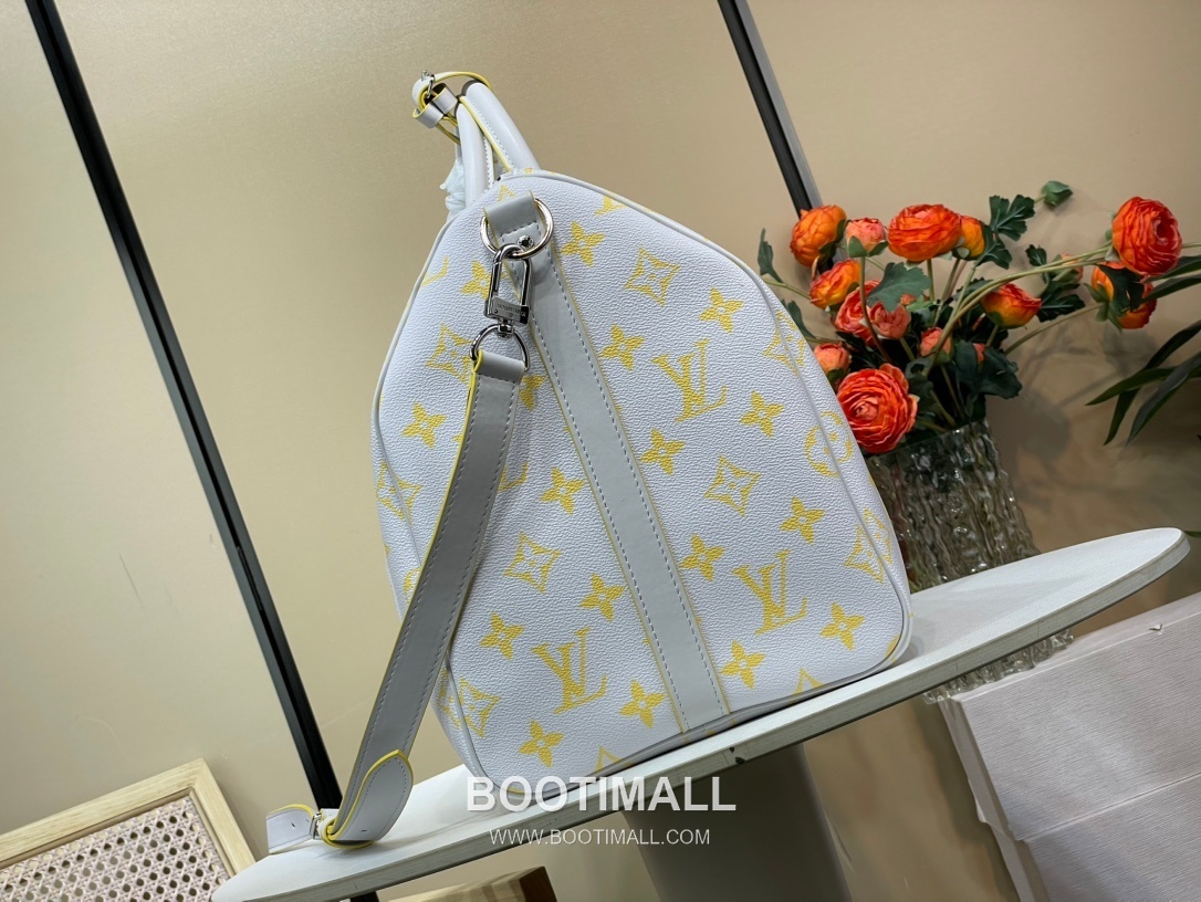 Louis Vuitton Keepall Bandouliere Monogram Glow 50 Canvas Light Gray Duffle Bag 루이비통 키폴 반둘리에 모노그램 글로우 50 M14834 캔버스 라이트 그레이 더플백 50cm 6
