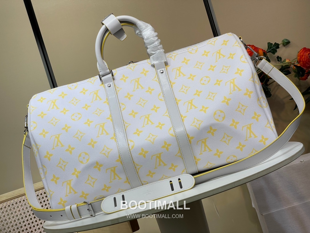 Louis Vuitton Keepall Bandouliere Monogram Glow 50 Canvas Light Gray Duffle Bag 루이비통 키폴 반둘리에 모노그램 글로우 50 M14834 캔버스 라이트 그레이 더플백 50cm 7