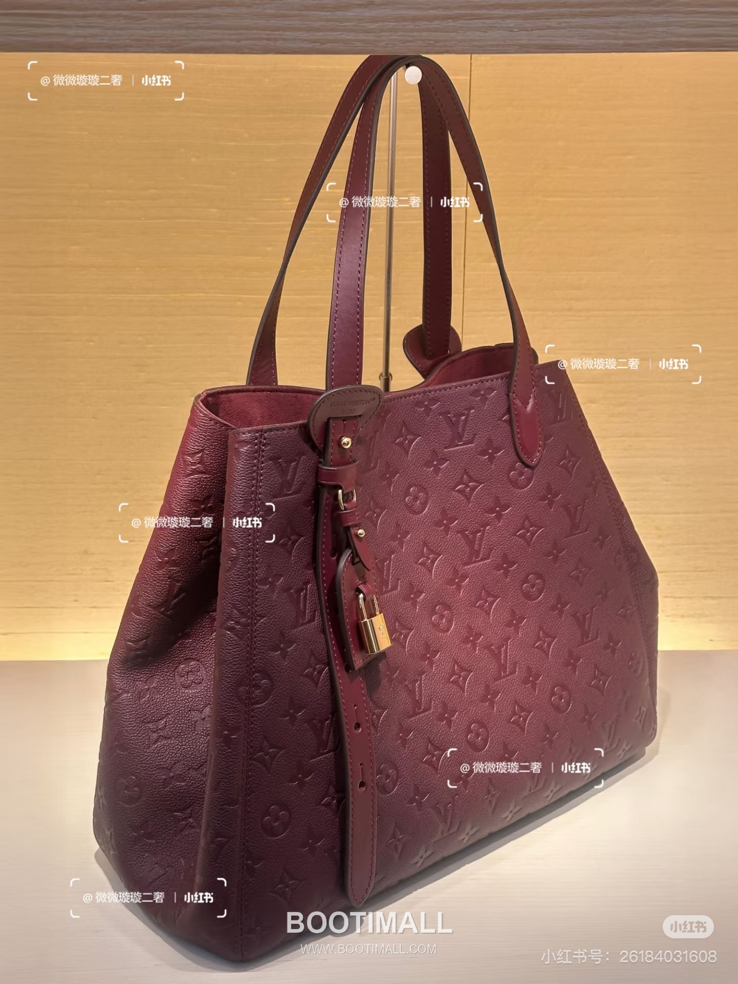 Louis Vuitton All In One Medium Monogram Empreinte Leather Burgundy Tote Bag 루이비통 올 인 원 미디엄 M25860 모노그램 앙프렝뜨 레더 버건디 토트백 56.5cm 2