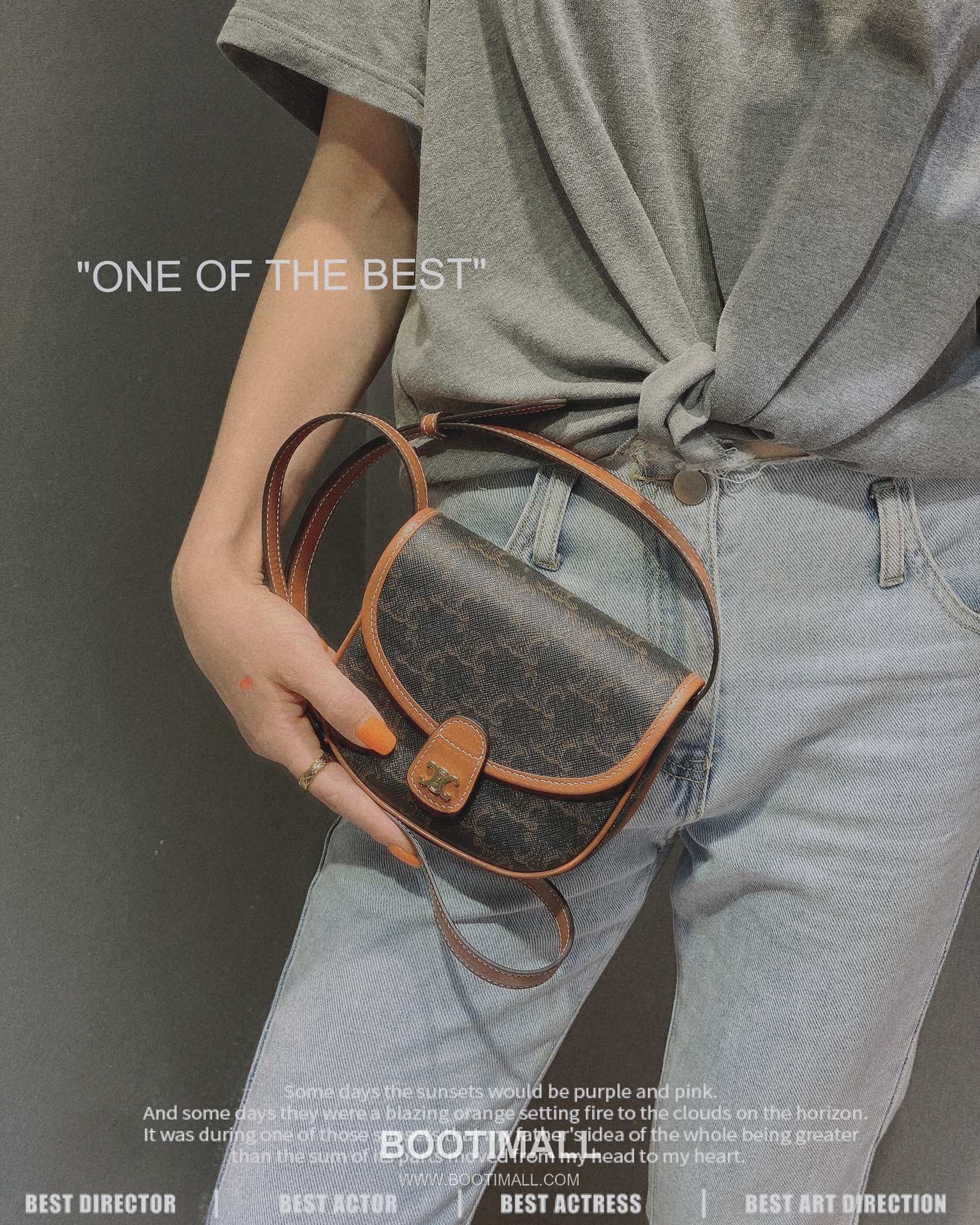 CELINE Triomphe Mini Saddle Calfskin Shoulder Bag 셀린느 트리옹프 미니 새들 카프스킨 숄더백 18cm 6