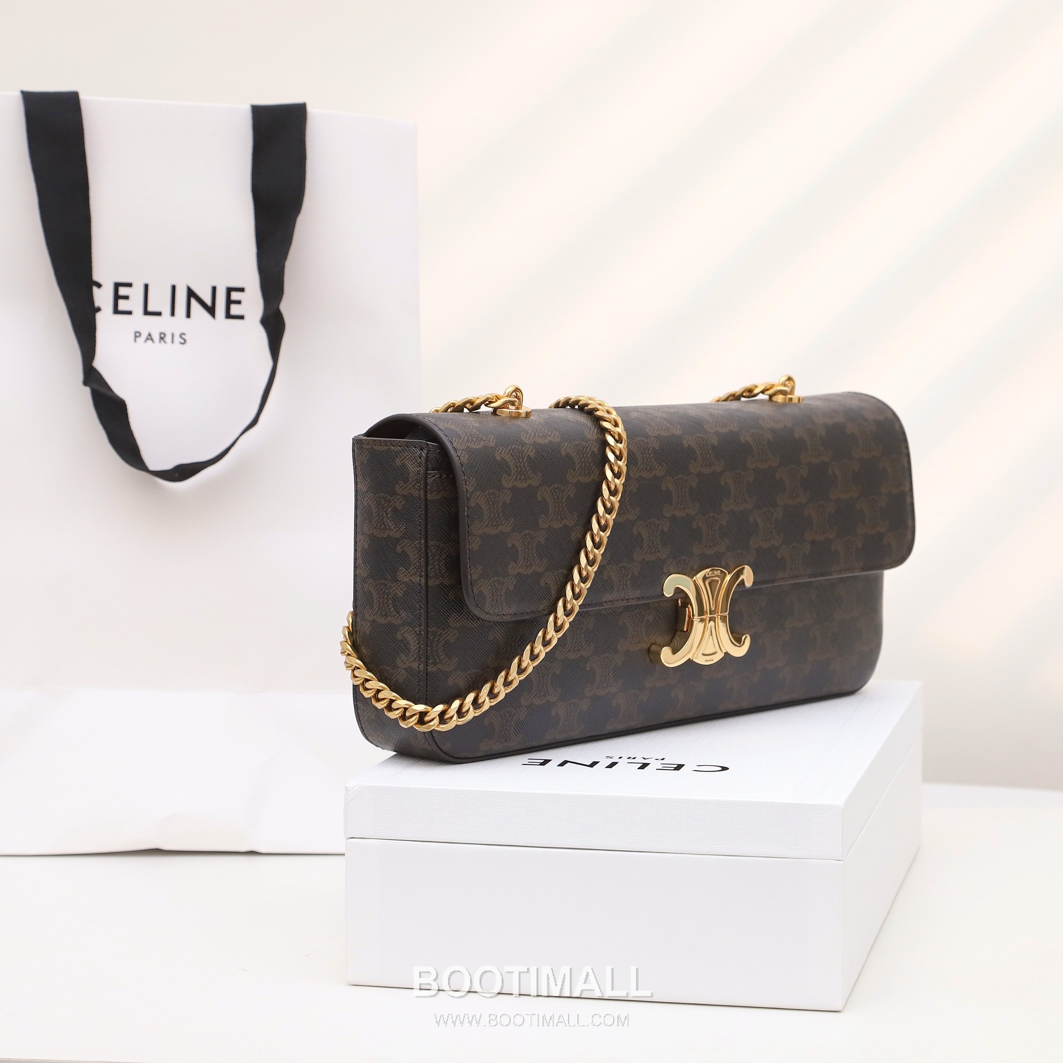 CELINE Triomphe Monogram Canvas Chain Shoulder Bag 197412 셀린느 트리옹프 모노그램 체인 숄더백 33cm 11
