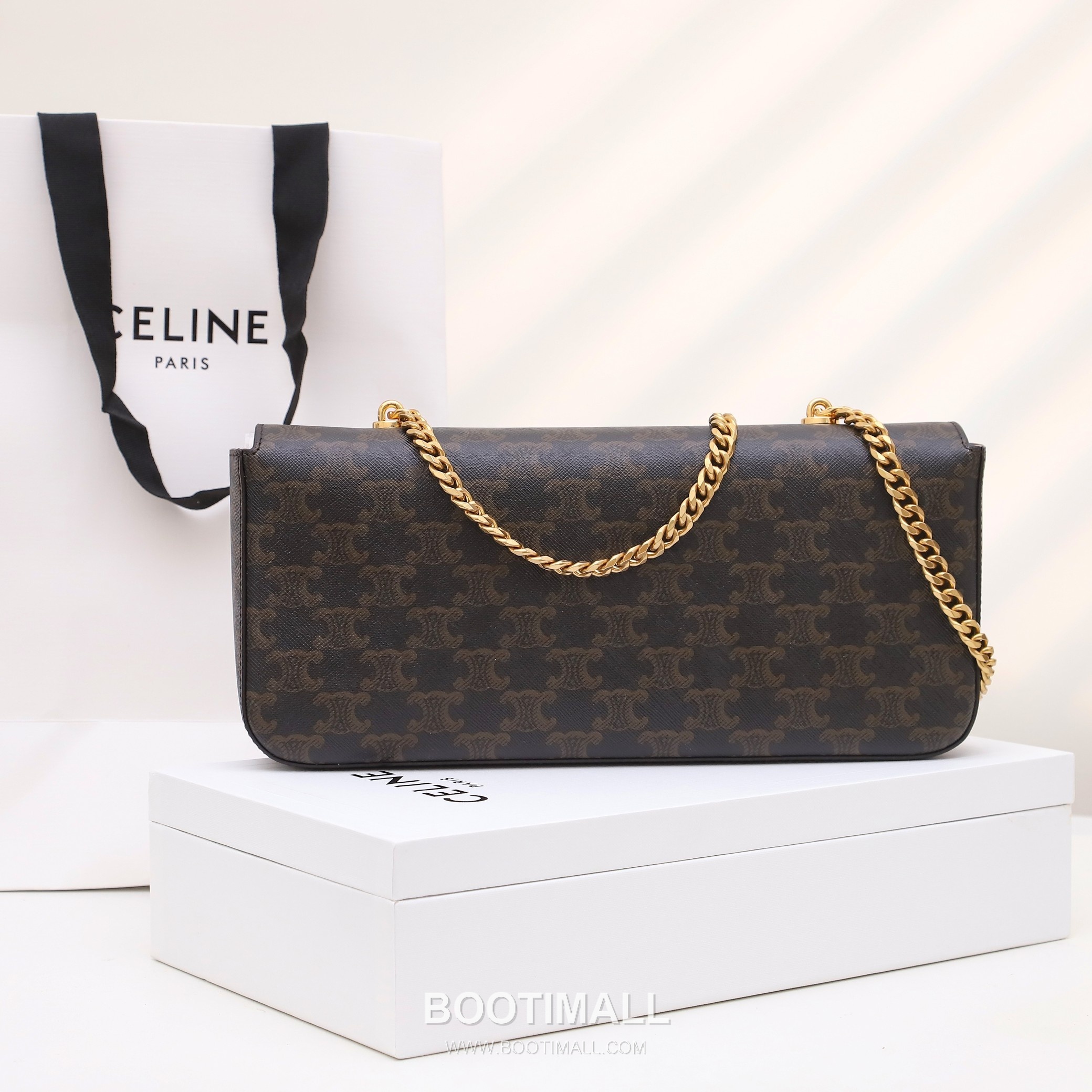 CELINE Triomphe Monogram Canvas Chain Shoulder Bag 197412 셀린느 트리옹프 모노그램 체인 숄더백 33cm 13