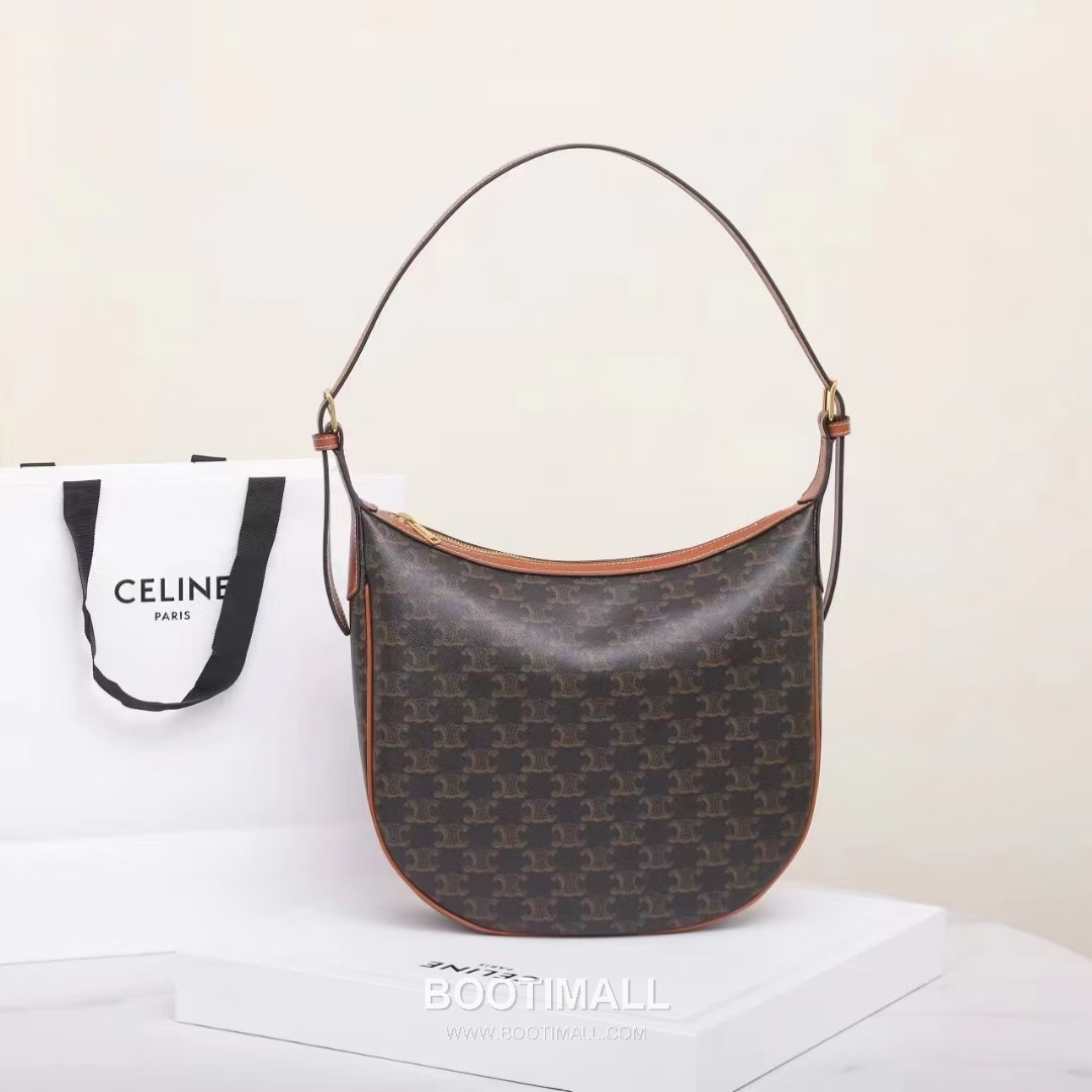 CELINE Triomphe Monogram Canvas Calfskin Hobo Bag 114713 셀린느 트리옹프 모노그램 캔버스 호보백 31cm 6