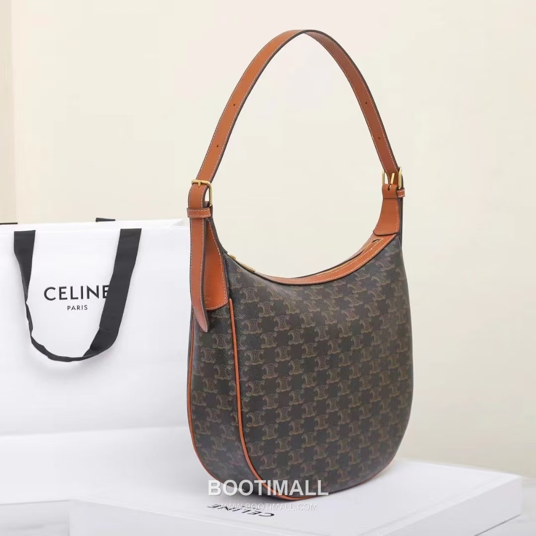 CELINE Triomphe Monogram Canvas Calfskin Hobo Bag 114713 셀린느 트리옹프 모노그램 캔버스 호보백 31cm 7