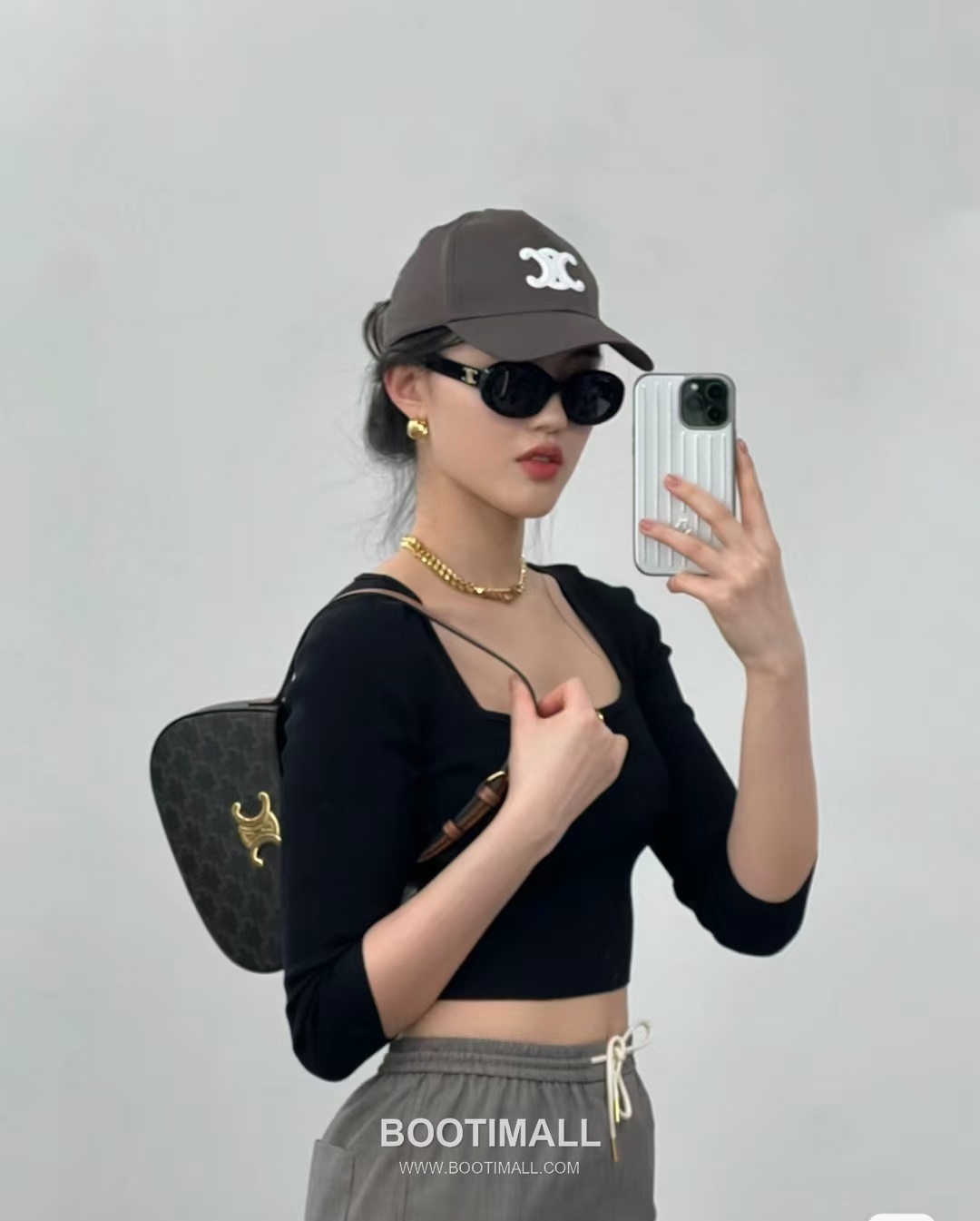 CELINE Triomphe Monogram Canvas Calfskin Shoulder Bag 115702 셀린느 트리옹프 모노그램 캔버스 숄더백 22cm 4