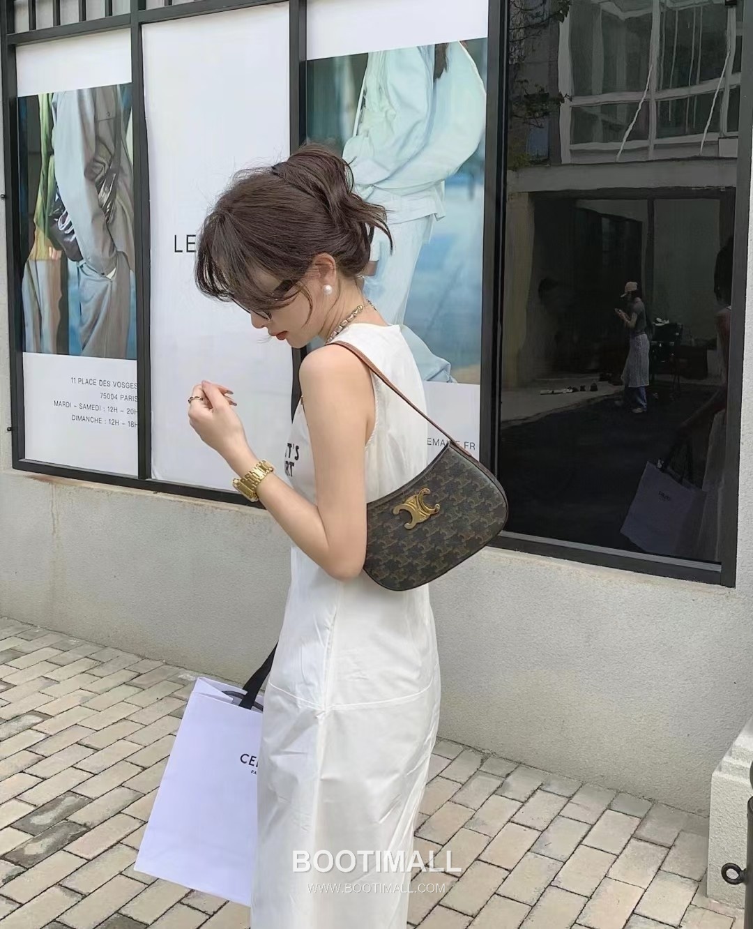 CELINE Triomphe Monogram Canvas Calfskin Shoulder Bag 115702 셀린느 트리옹프 모노그램 캔버스 숄더백 22cm 6