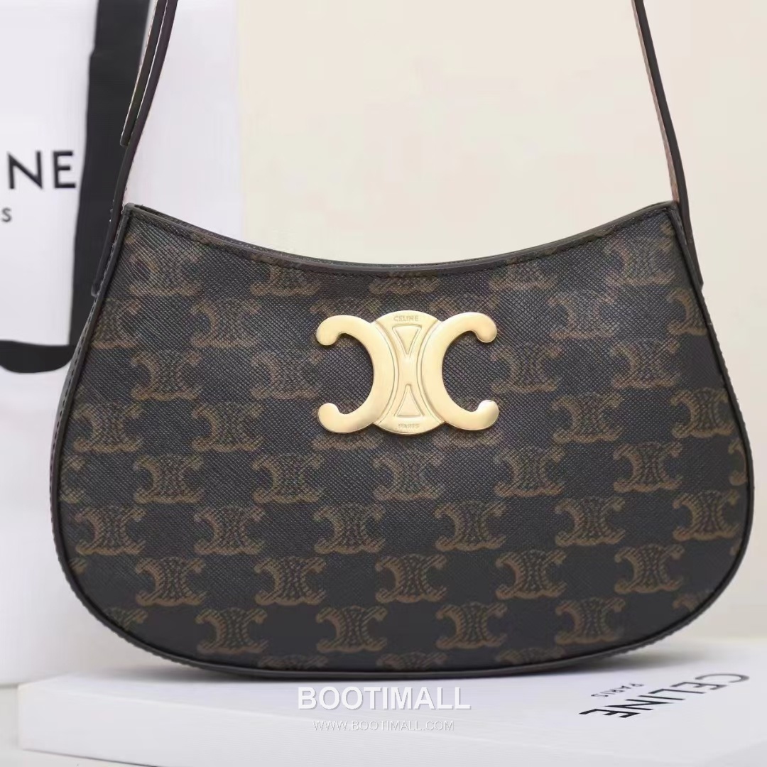 CELINE Triomphe Monogram Canvas Calfskin Shoulder Bag 115702 셀린느 트리옹프 모노그램 캔버스 숄더백 22cm 15