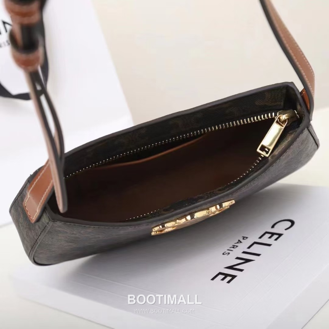 CELINE Triomphe Monogram Canvas Calfskin Shoulder Bag 115702 셀린느 트리옹프 모노그램 캔버스 숄더백 22cm 18