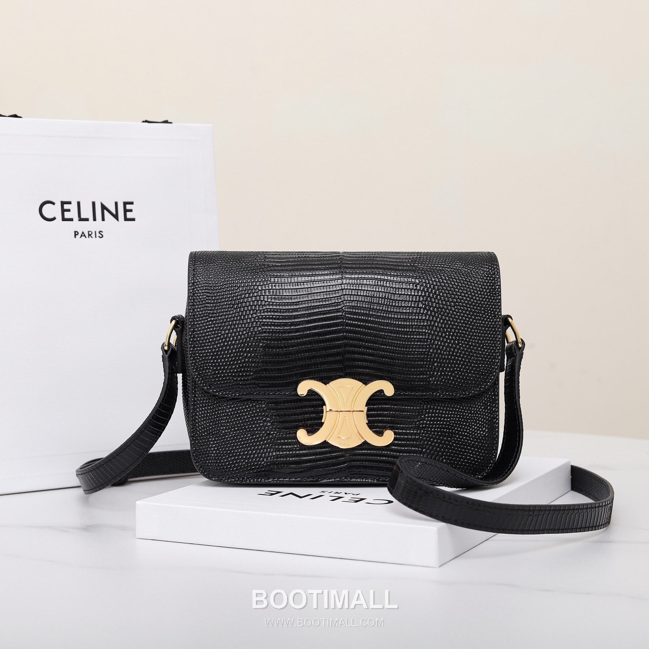 CELINE Lizard Embossed Calfskin Leather Shoulder Bag 188424 셀린느 리자드 엠보싱 카프스킨 숄더백 18.5cm 7