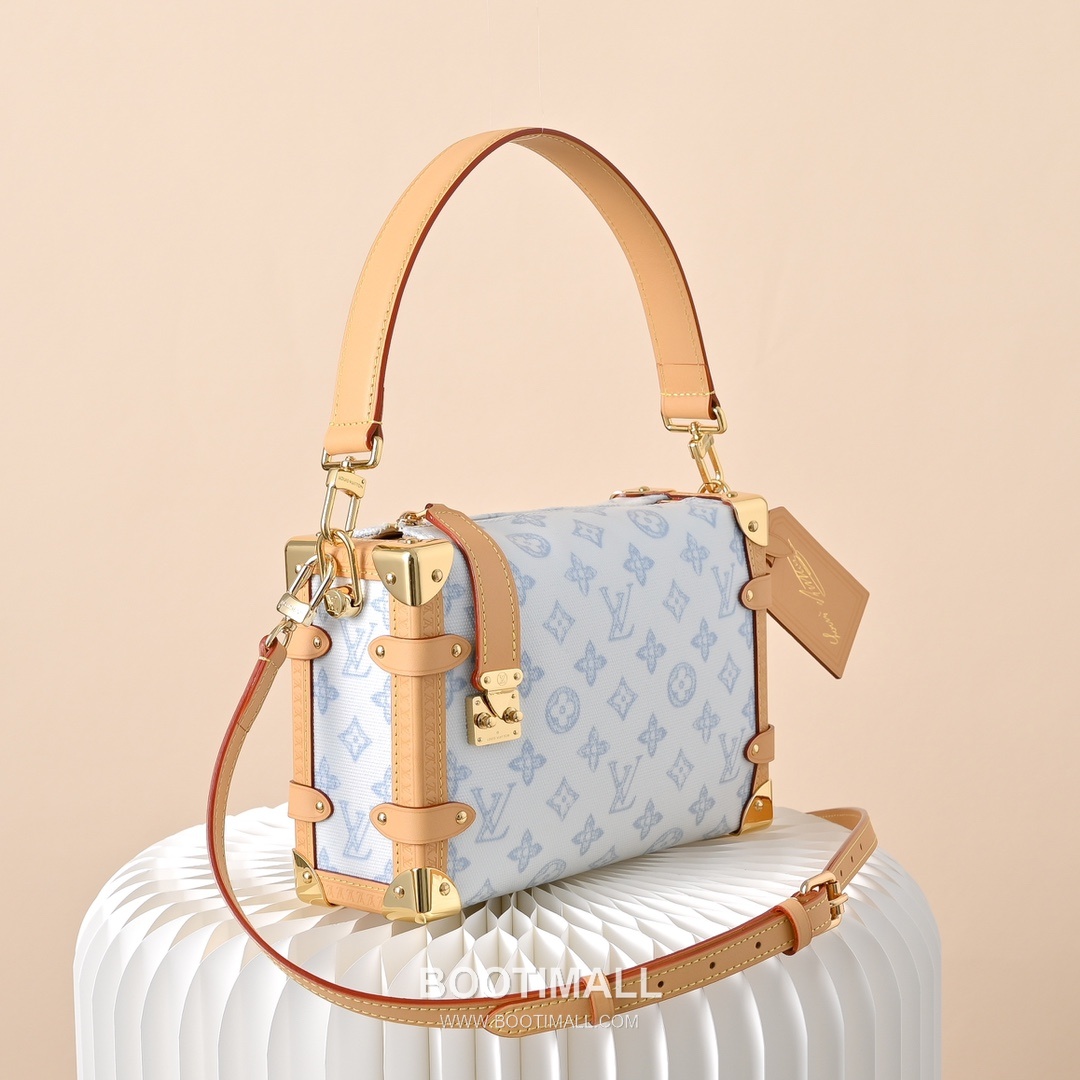 Louis Vuitton Side Trunk MM M27891 Monogram Origine Bleu Canvas Shoulder Bag 루이비통 사이드 트렁크 MM 모노그램 오리지네 블루 코팅 캔버스 숄더백 23.5cm 2
