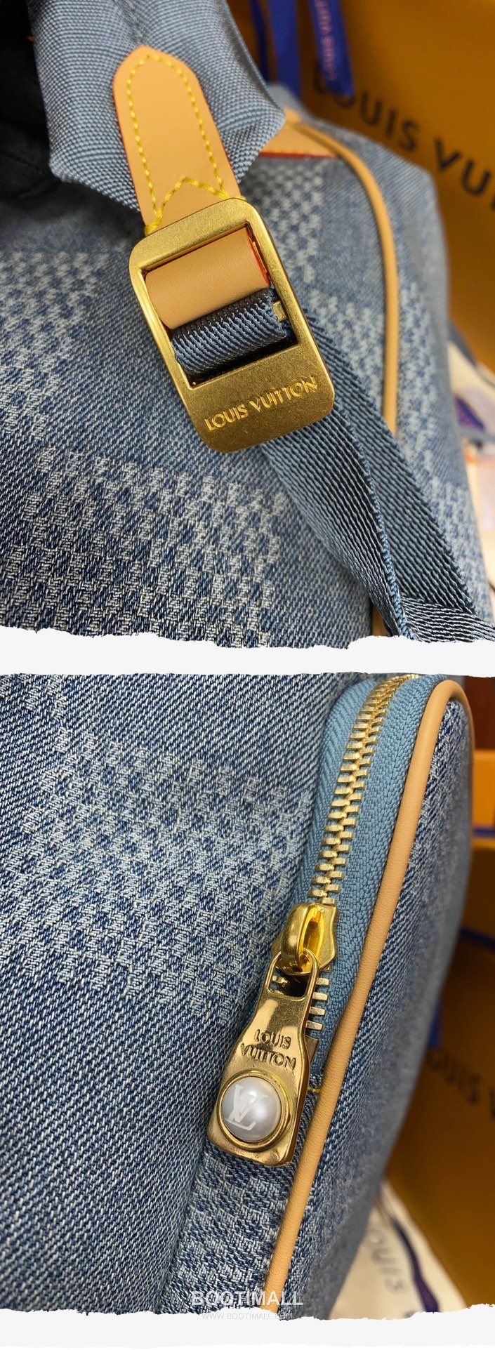 Louis Vuitton Montsouris Backpack N40708 Damier Denim Cotton Canvas Bag 루이비통 몽수리 백팩 다미에 데님 코튼 캔버스 백팩 40cm 14