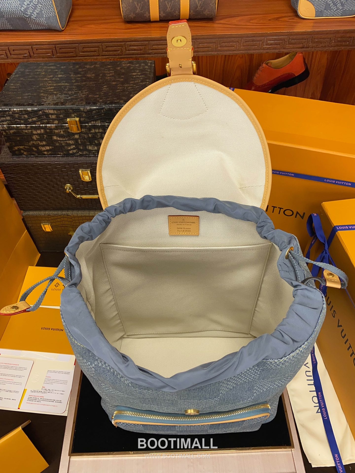 Louis Vuitton Montsouris Backpack N40708 Damier Denim Cotton Canvas Bag 루이비통 몽수리 백팩 다미에 데님 코튼 캔버스 백팩 40cm 15