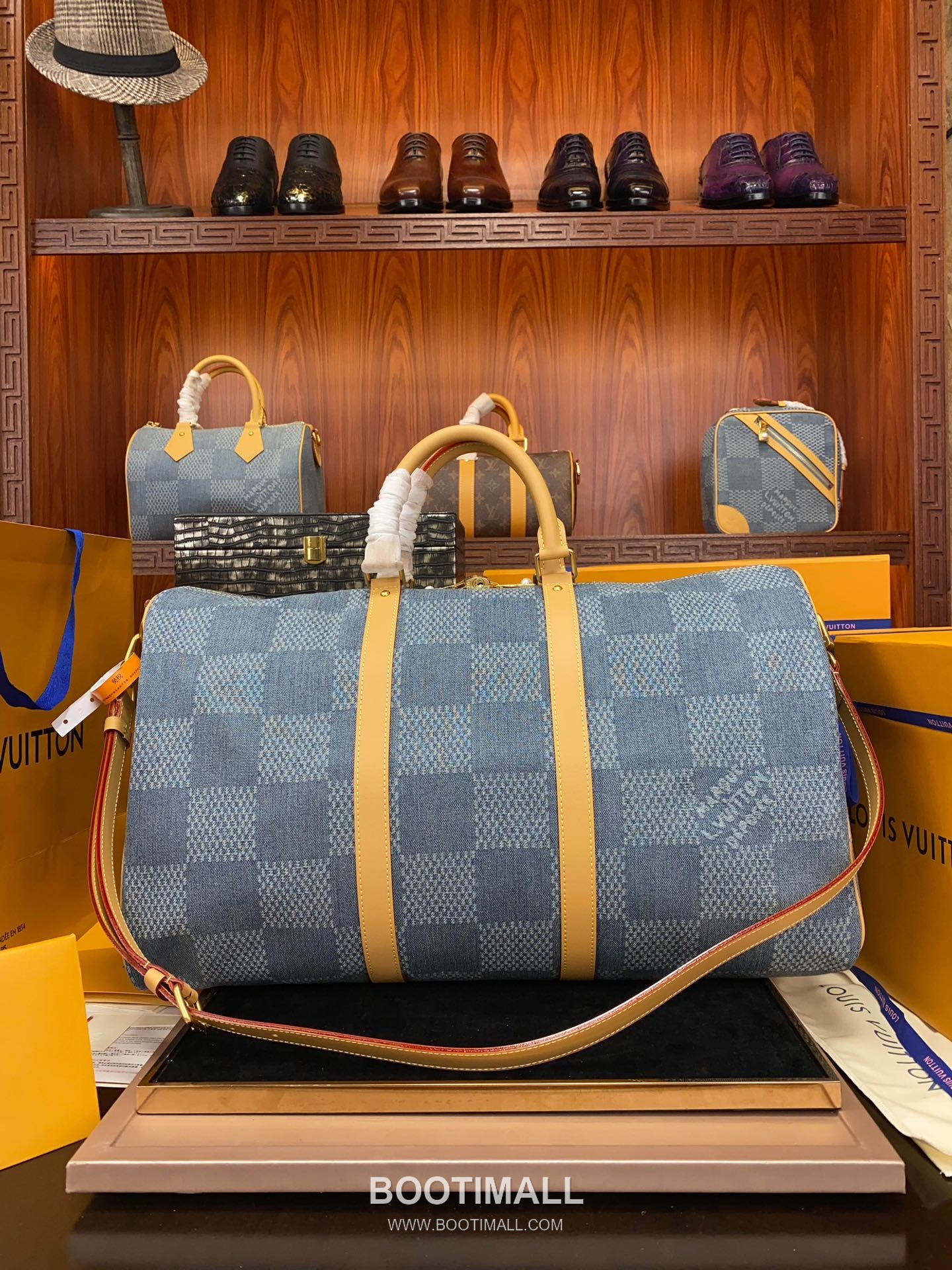 Louis Vuitton Keepall Bandoulière 50 N40739 Damier Denim Cotton Canvas Travel Bag 루이비통 키폴 반둘리에 50 다미에 데님 코튼 캔버스 여행가방 50cm 6