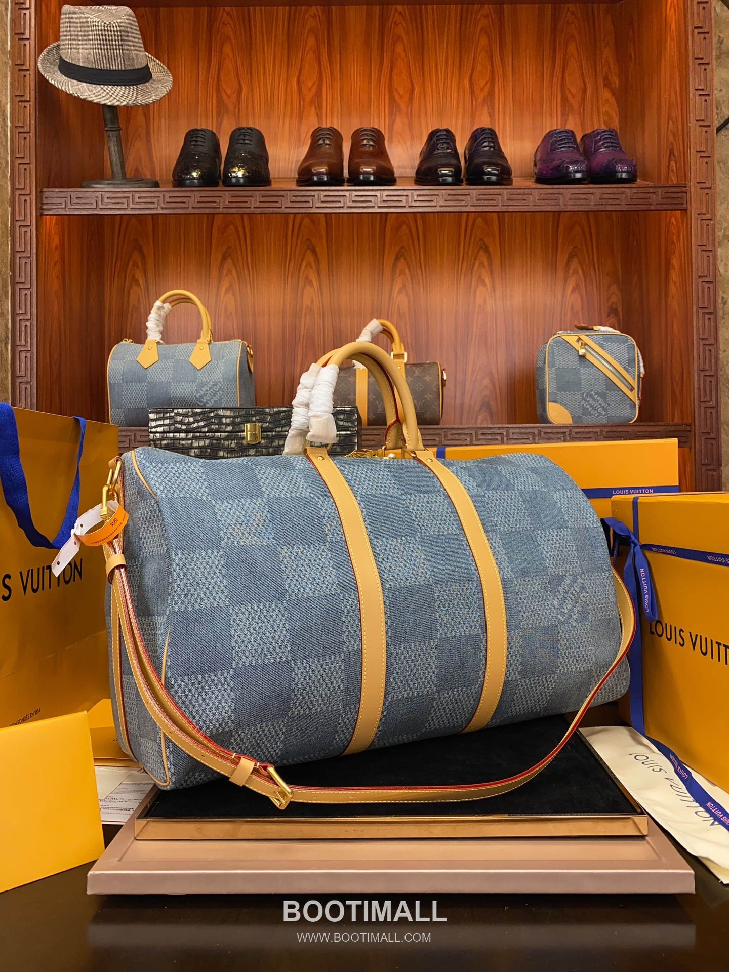 Louis Vuitton Keepall Bandoulière 50 N40739 Damier Denim Cotton Canvas Travel Bag 루이비통 키폴 반둘리에 50 다미에 데님 코튼 캔버스 여행가방 50cm 7