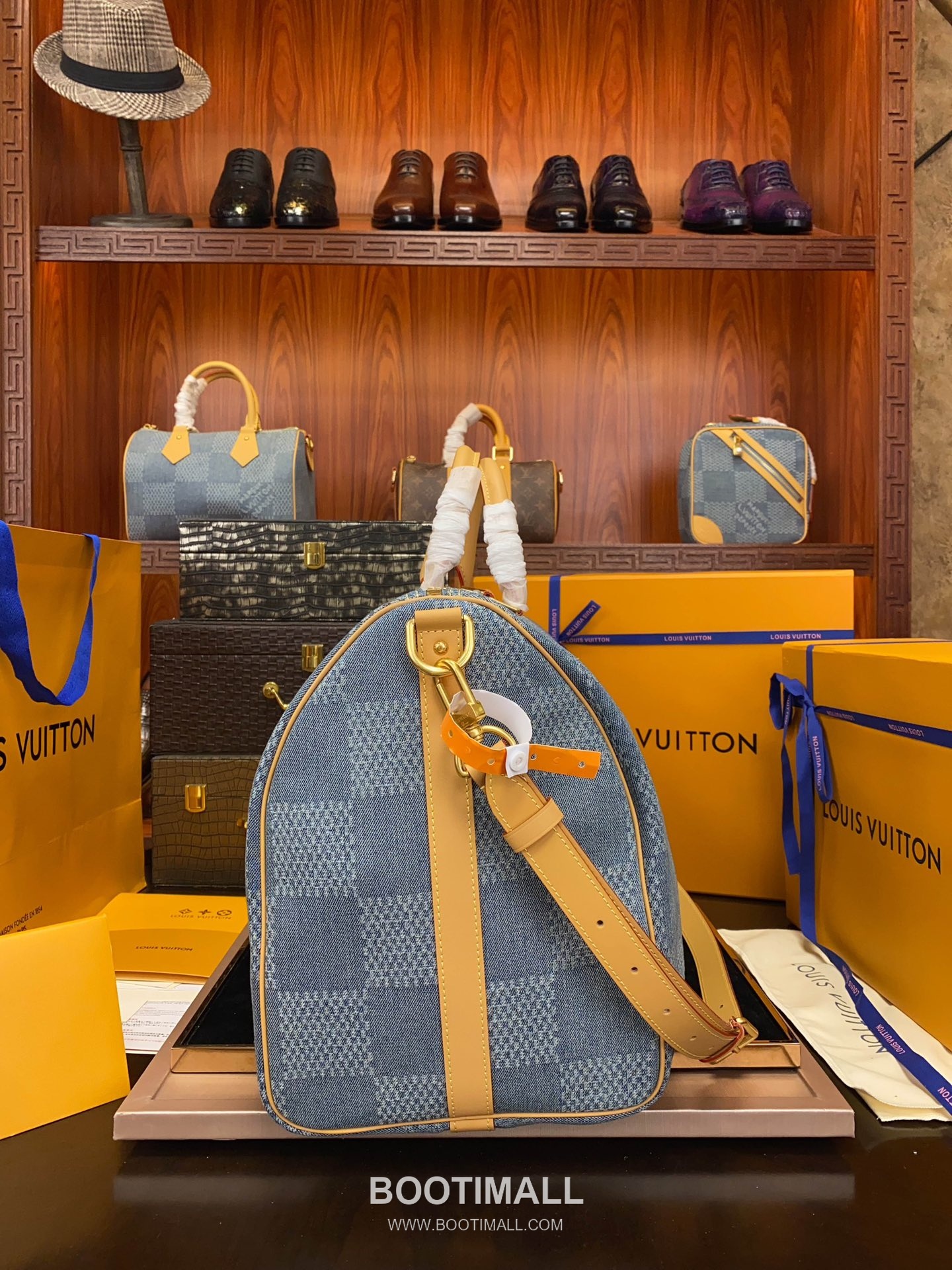 Louis Vuitton Keepall Bandoulière 50 N40739 Damier Denim Cotton Canvas Travel Bag 루이비통 키폴 반둘리에 50 다미에 데님 코튼 캔버스 여행가방 50cm 8