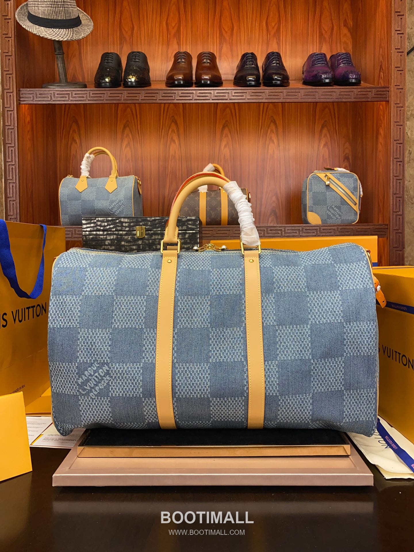 Louis Vuitton Keepall Bandoulière 50 N40739 Damier Denim Cotton Canvas Travel Bag 루이비통 키폴 반둘리에 50 다미에 데님 코튼 캔버스 여행가방 50cm 9