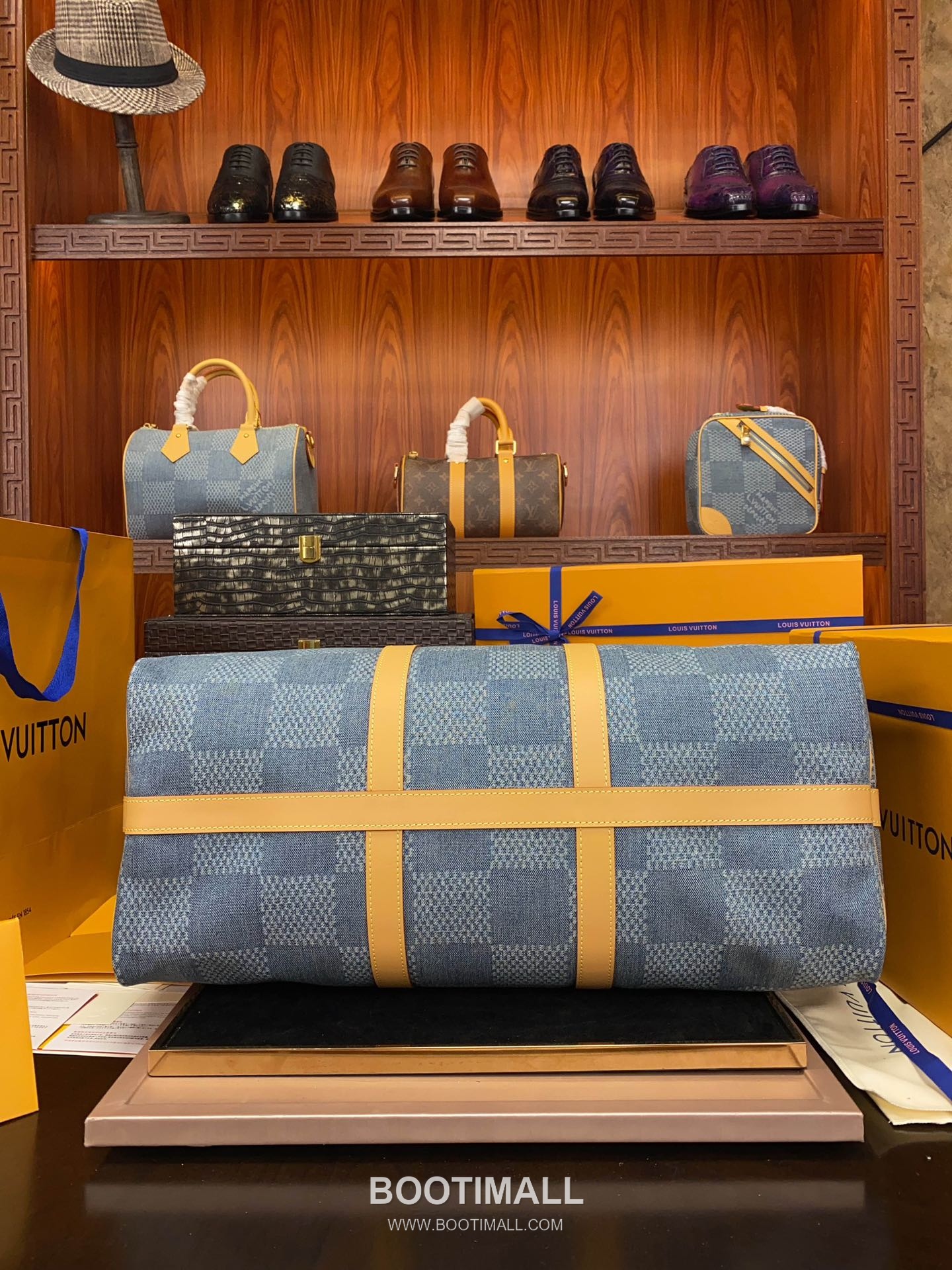 Louis Vuitton Keepall Bandoulière 50 N40739 Damier Denim Cotton Canvas Travel Bag 루이비통 키폴 반둘리에 50 다미에 데님 코튼 캔버스 여행가방 50cm 10