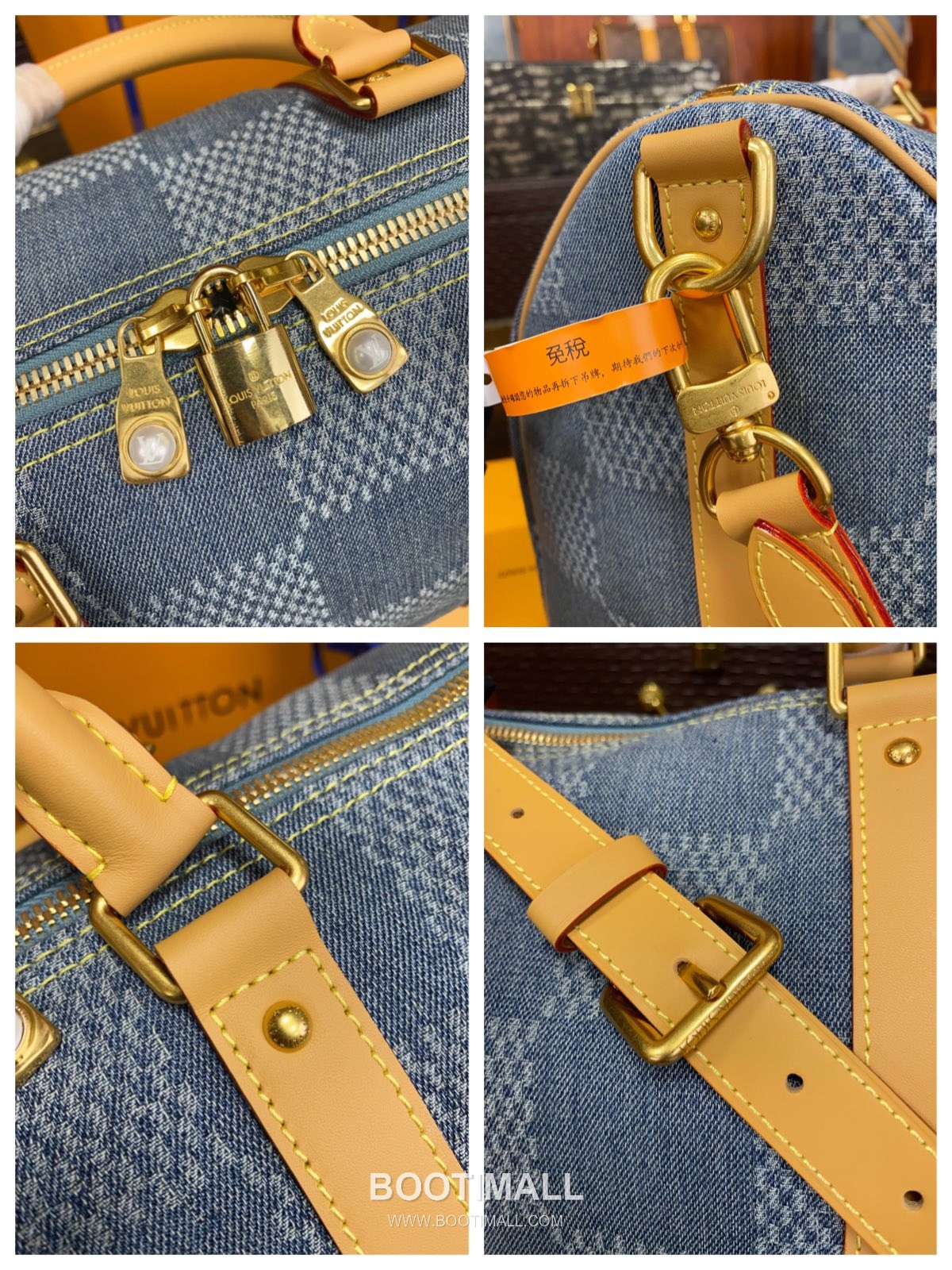 Louis Vuitton Keepall Bandoulière 50 N40739 Damier Denim Cotton Canvas Travel Bag 루이비통 키폴 반둘리에 50 다미에 데님 코튼 캔버스 여행가방 50cm 11