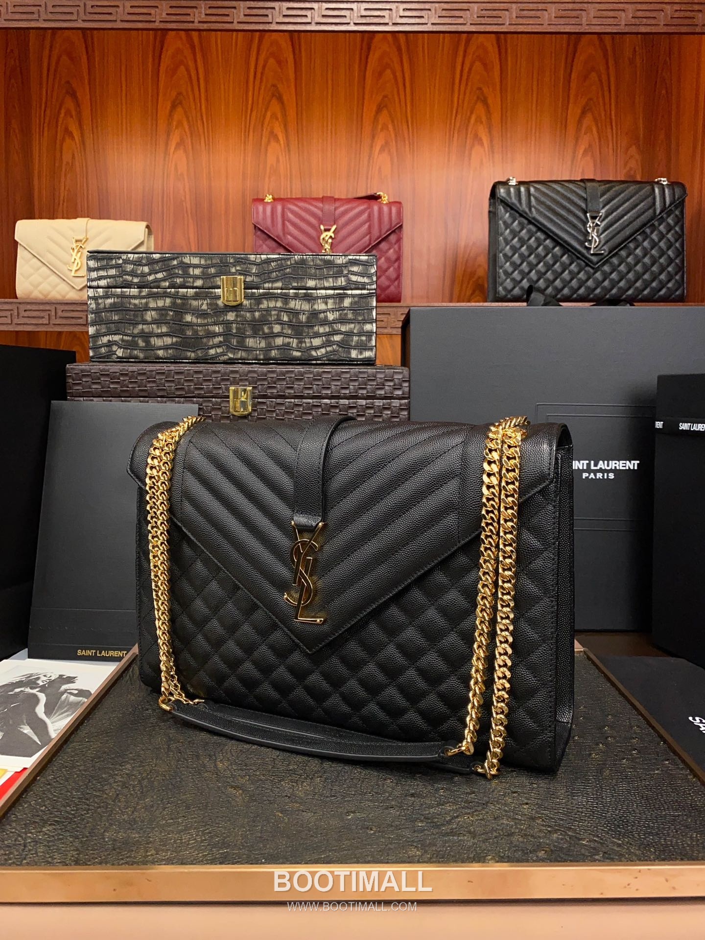 Saint Laurent Envelope Large 487198 Grained Calfskin Quilted Chain Bag 생로랑 엔벨로프 라지 그레인 카프스킨 퀼팅 체인백 31cm 5