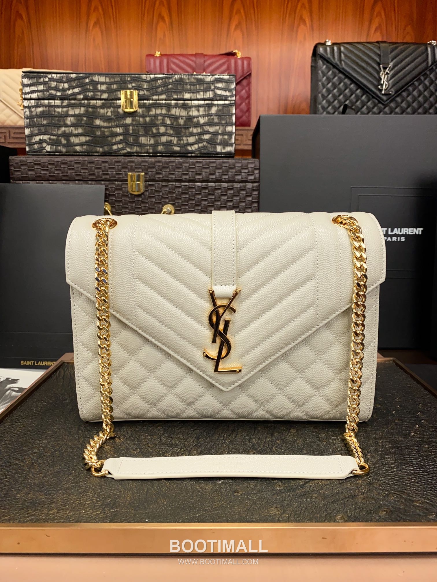 Saint Laurent Envelope Medium 487206 Grained Calfskin Quilted Chain Bag 생로랑 엔벨로프 미디움 그레인 카프스킨 퀼팅 체인백 24cm 1