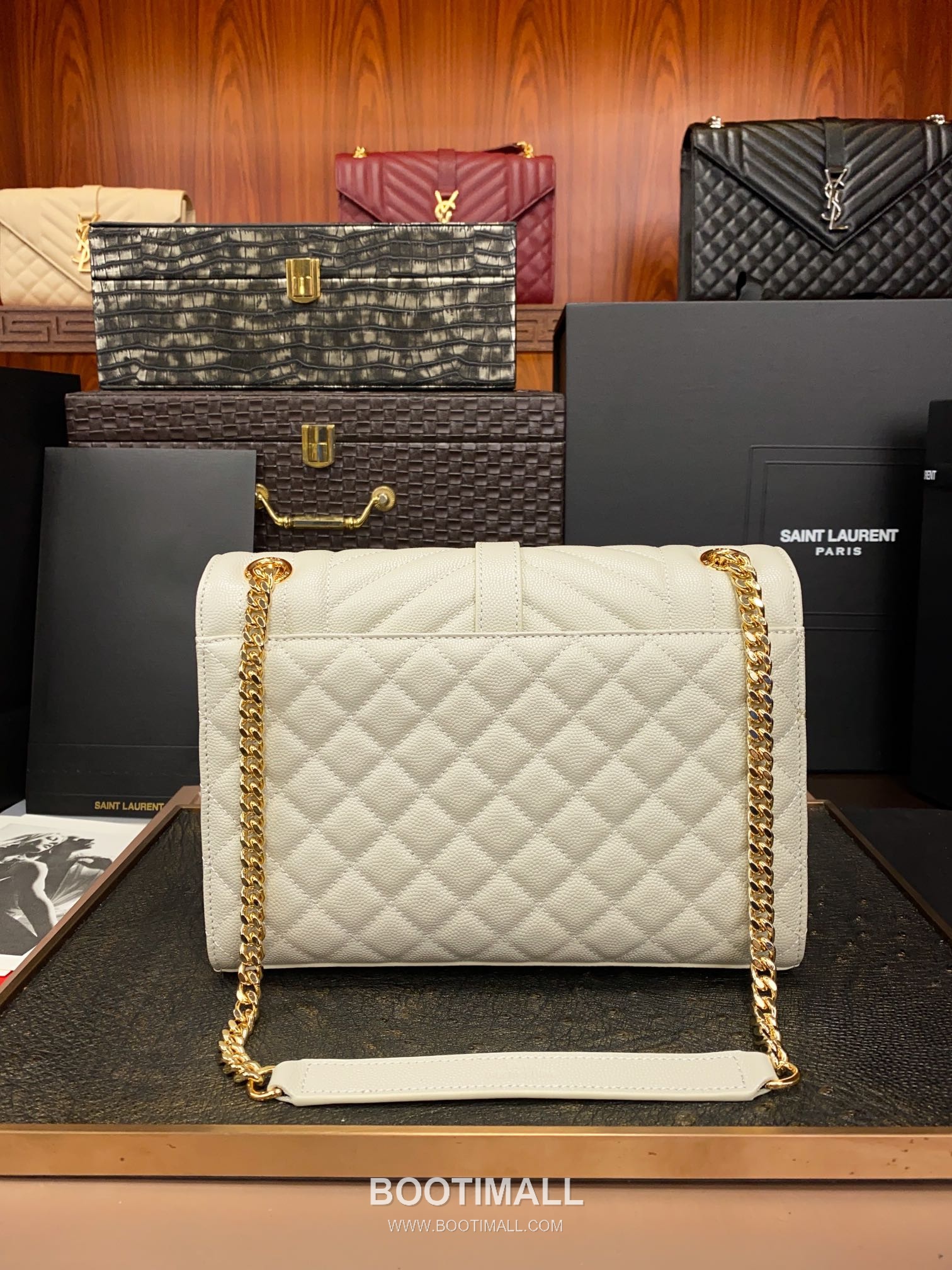 Saint Laurent Envelope Medium 487206 Grained Calfskin Quilted Chain Bag 생로랑 엔벨로프 미디움 그레인 카프스킨 퀼팅 체인백 24cm 2