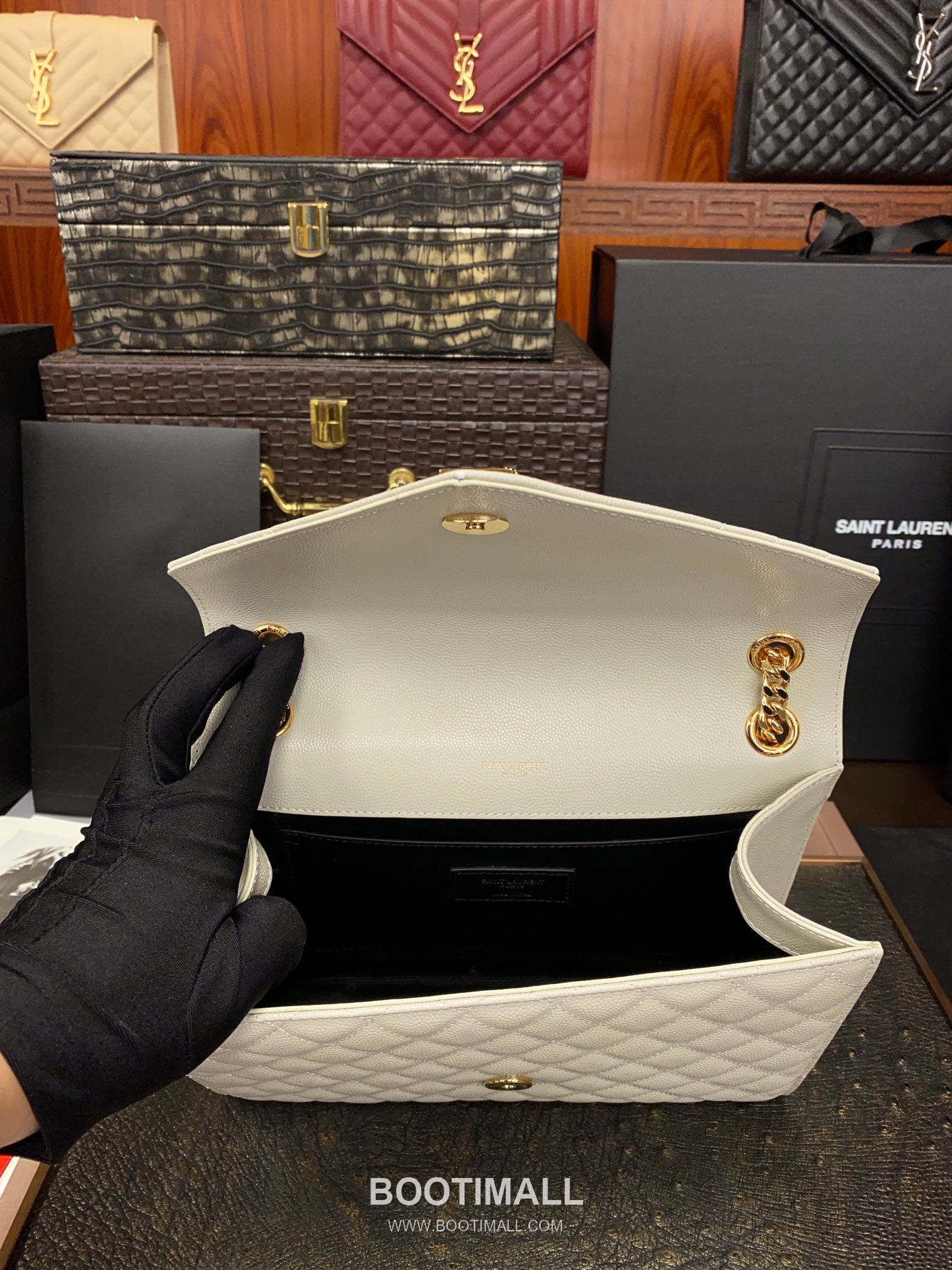 Saint Laurent Envelope Medium 487206 Grained Calfskin Quilted Chain Bag 생로랑 엔벨로프 미디움 그레인 카프스킨 퀼팅 체인백 24cm 8