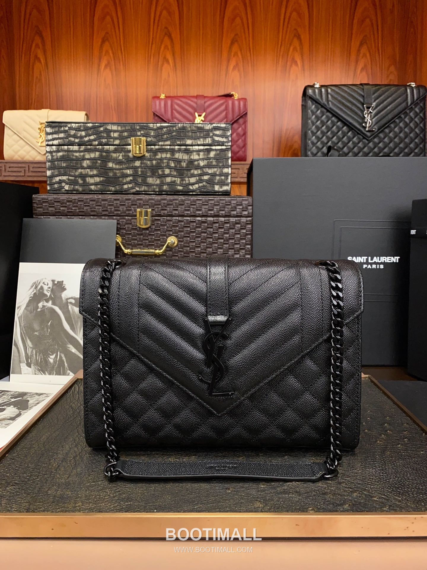 Saint Laurent Envelope Medium 487206 Grained Calfskin Quilted Chain Bag 생로랑 엔벨로프 미디움 그레인 카프스킨 퀼팅 체인백 24cm 1