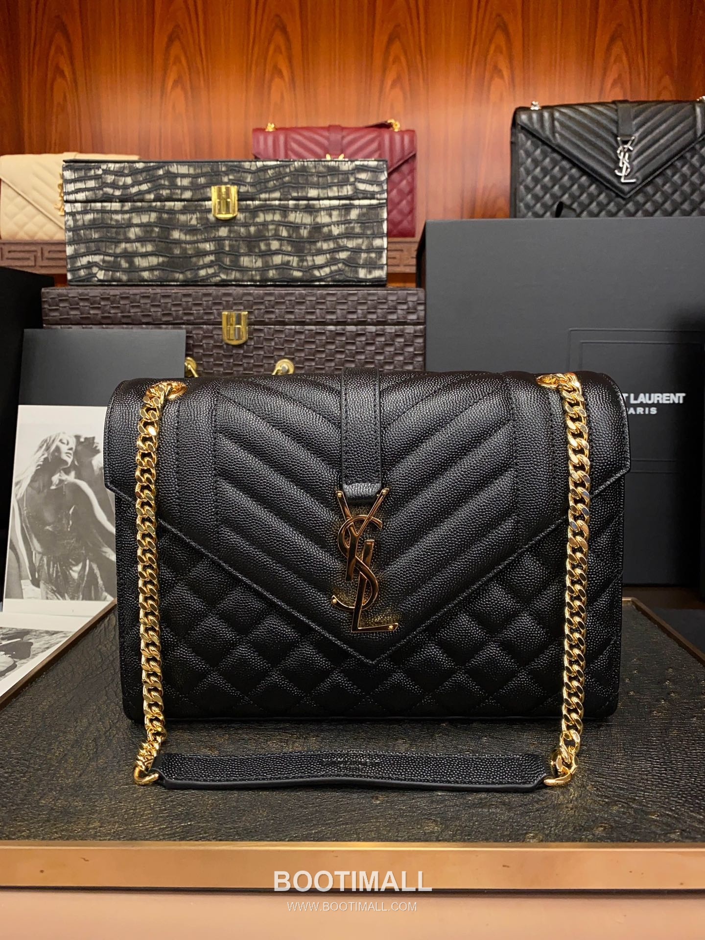 Saint Laurent Envelope Medium 487206 Grained Calfskin Quilted Chain Bag 생로랑 엔벨로프 미디움 그레인 카프스킨 퀼팅 체인백 24cm 1