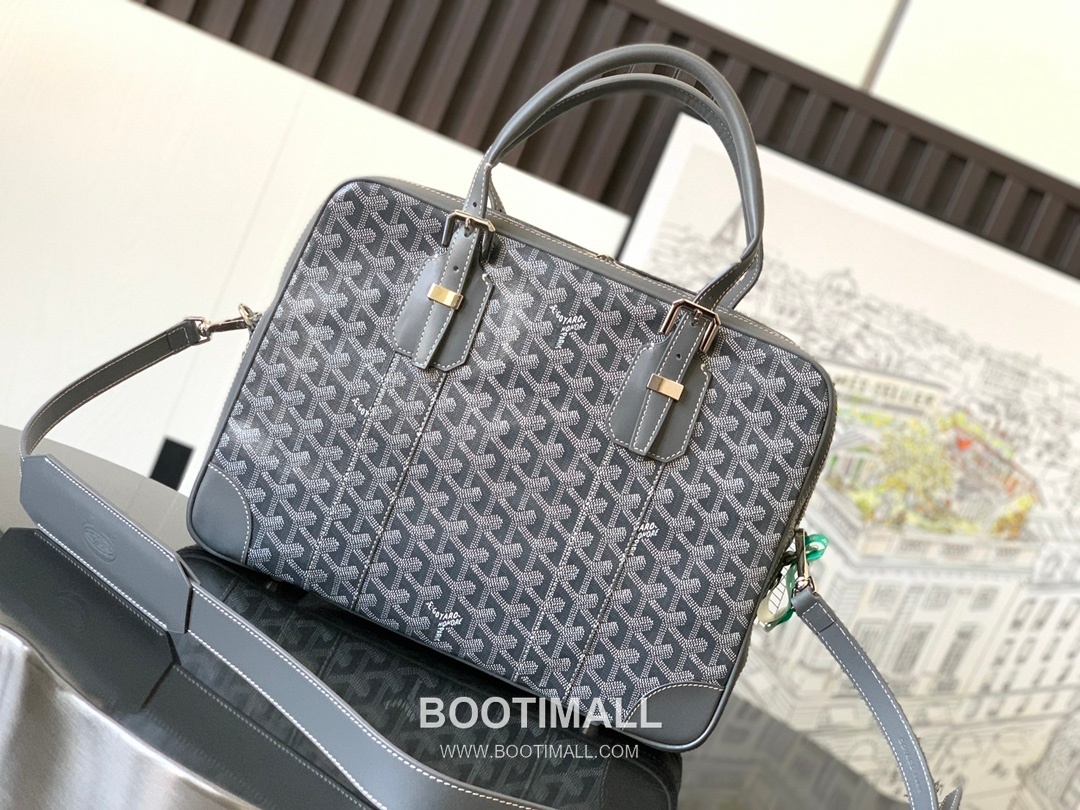 Goyard Ambassade Goyardine Canvas Briefcase 8070 고야드 앙바사드 고야딘 캔버스 브리프케이스 35cm 3
