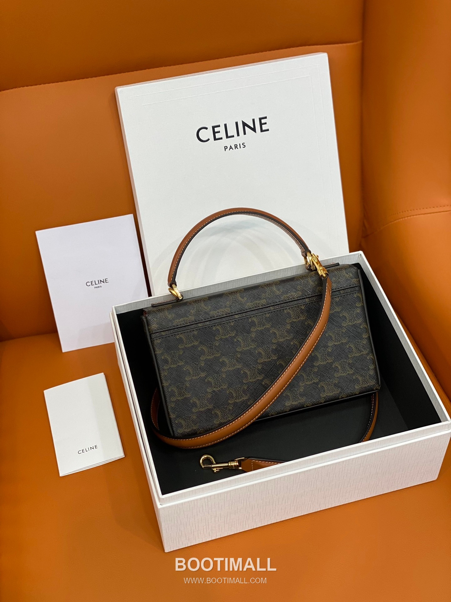 Celine Box Triomphe Canvas Leather Flap Shoulder Bag 199992 셀린느 박스 트리옴프 캔버스 레더 플랩 숄더백 22cm 13
