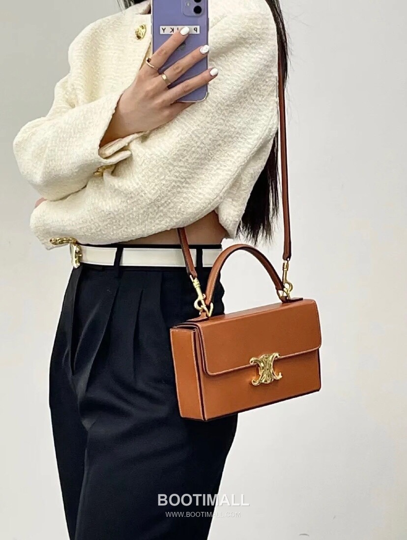 Celine Box Triomphe Calfskin Leather Flap Shoulder Bag 199993 셀린느 박스 트리옴프 카프스킨 레더 플랩 숄더백 22cm 2