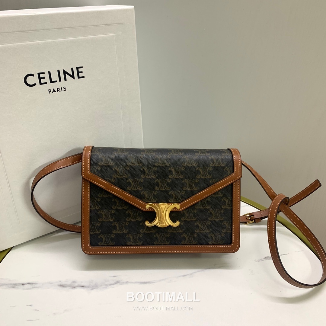 Celine Enveloppe Triomphe Canvas Leather Flap Shoulder Bag CL113322 셀린느 엔벨로프 트리옴프 캔버스 레더 플랩 숄더백 22cm 1